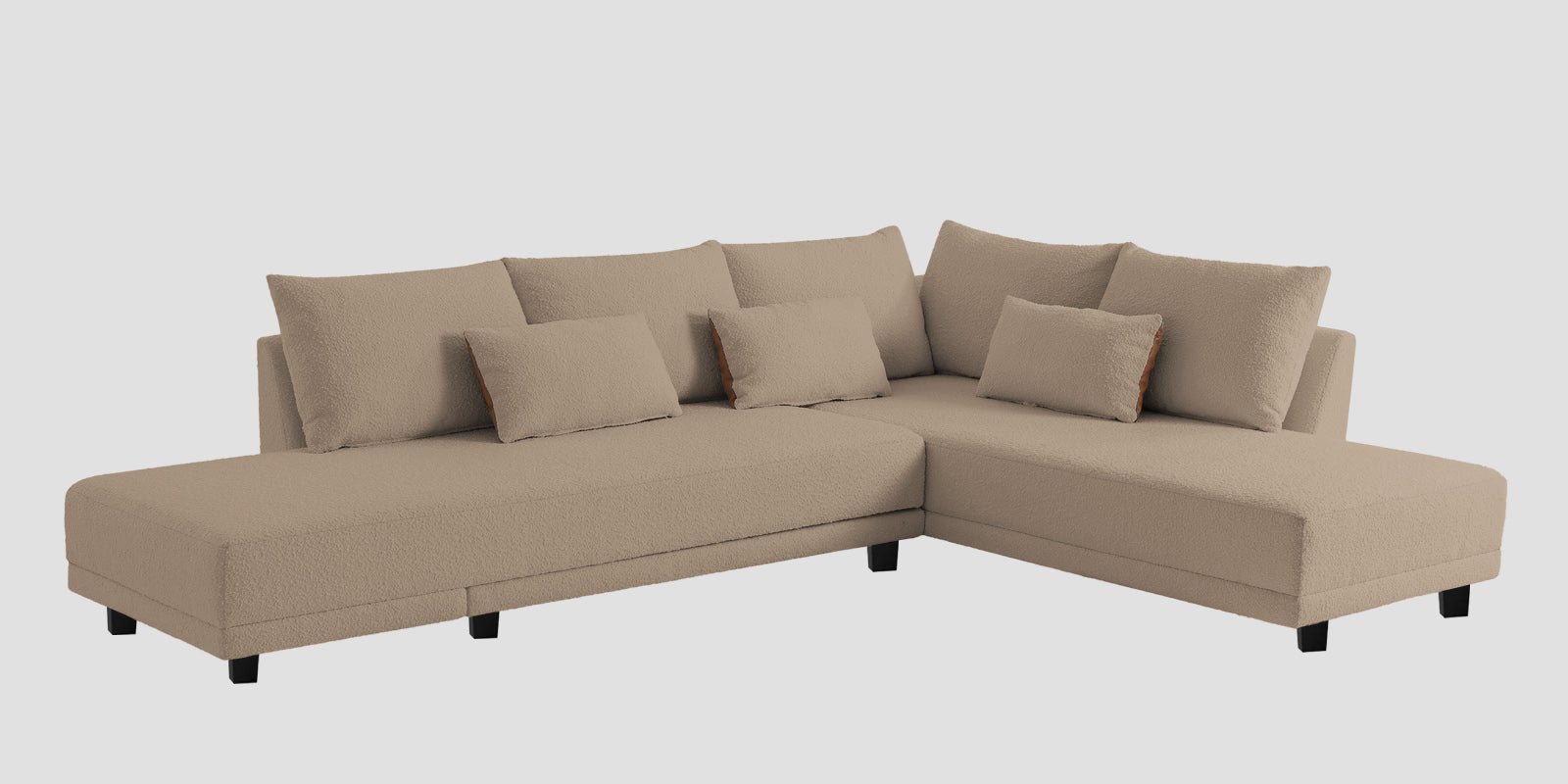 Ira Boucle Fabric LHS 6 Seater Convertible Sofa Cum Bed In Mushroom Beige Colour - Febonic Living