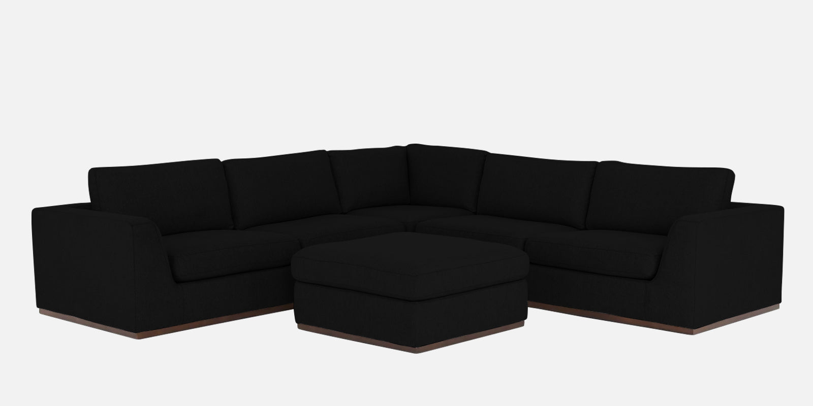 Freedom Velvet 6 Seater RHS Corner Sofa In Adam Black Colour With Ottoman - Febonic Living