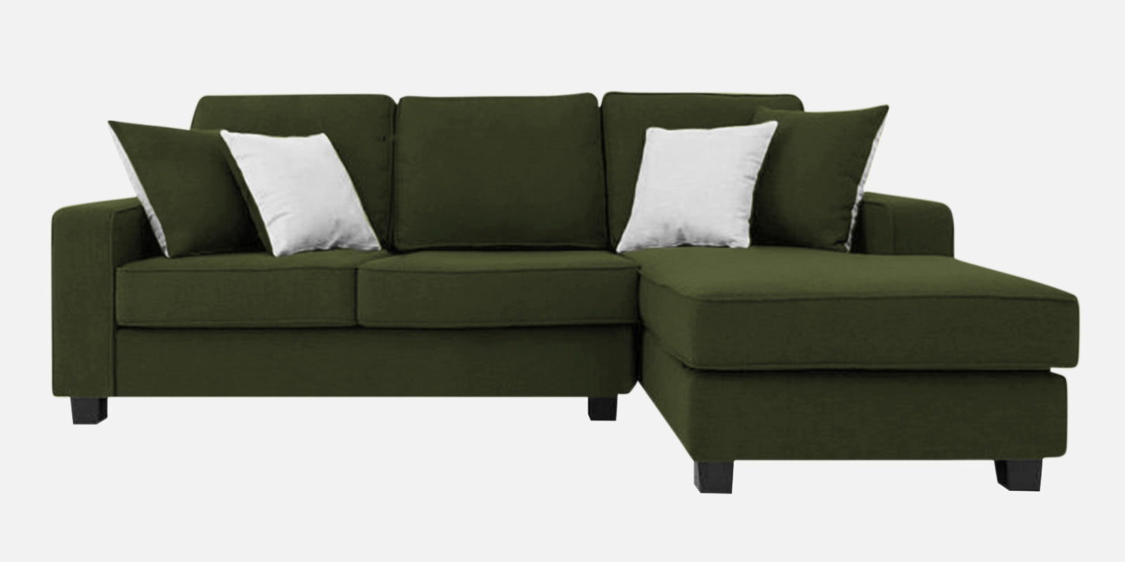 Ladybug Fabric LHS Sectional Sofa (2+Lounger) In Olive Green Colour - Febonic Living