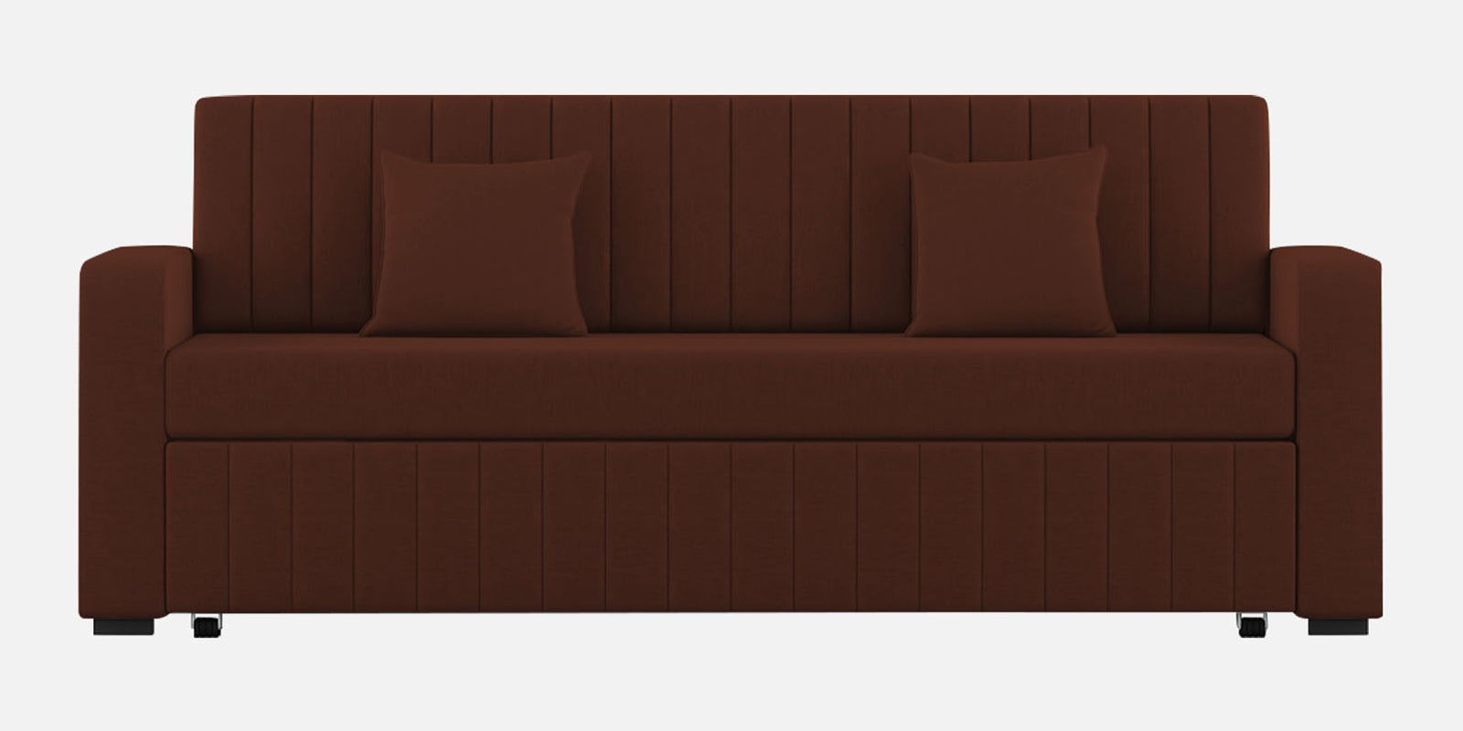 Calra Fabric 3 Seater Pull Out Sofa Cum Bed In Coffee Brown Colour With Storage - Febonic Living