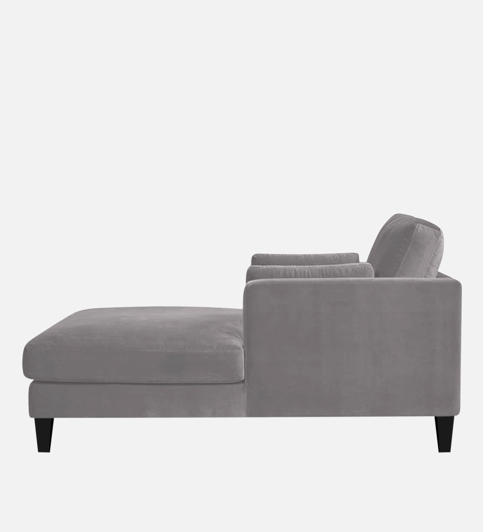 Makou Velvet Chaise Lounger In Concrete Grey Colour - Febonic Living