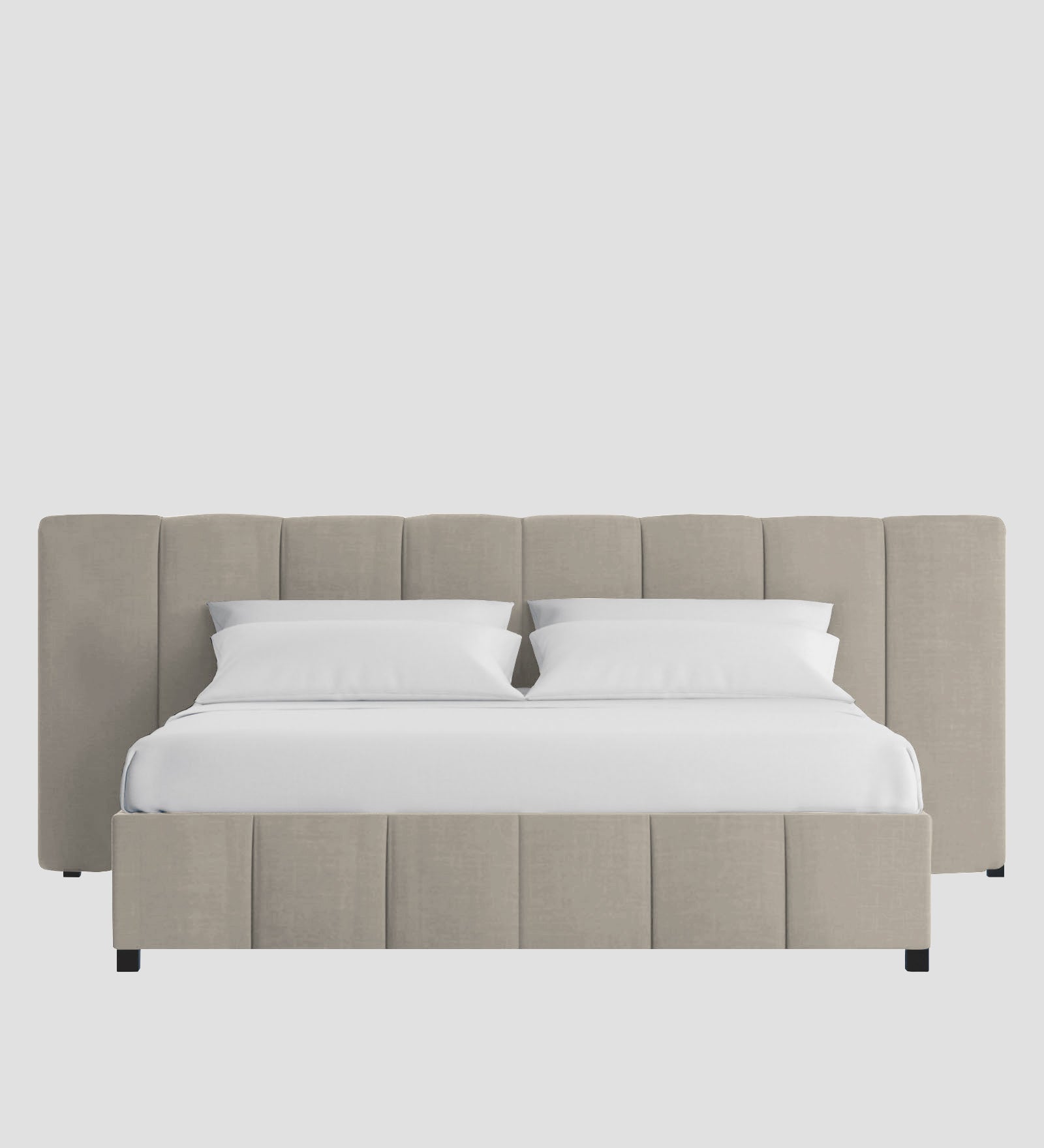Nora Fabric Queen Size Bed In Ash Grey Colour With Box Storage