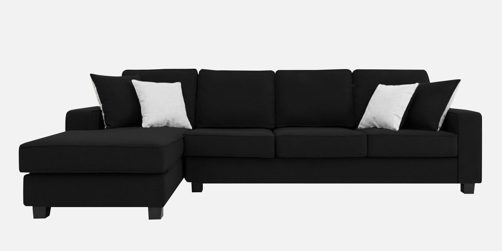 Ladybug Fabric RHS Sectional Sofa (3+Lounger) In Zed Black Colour - Febonic Living