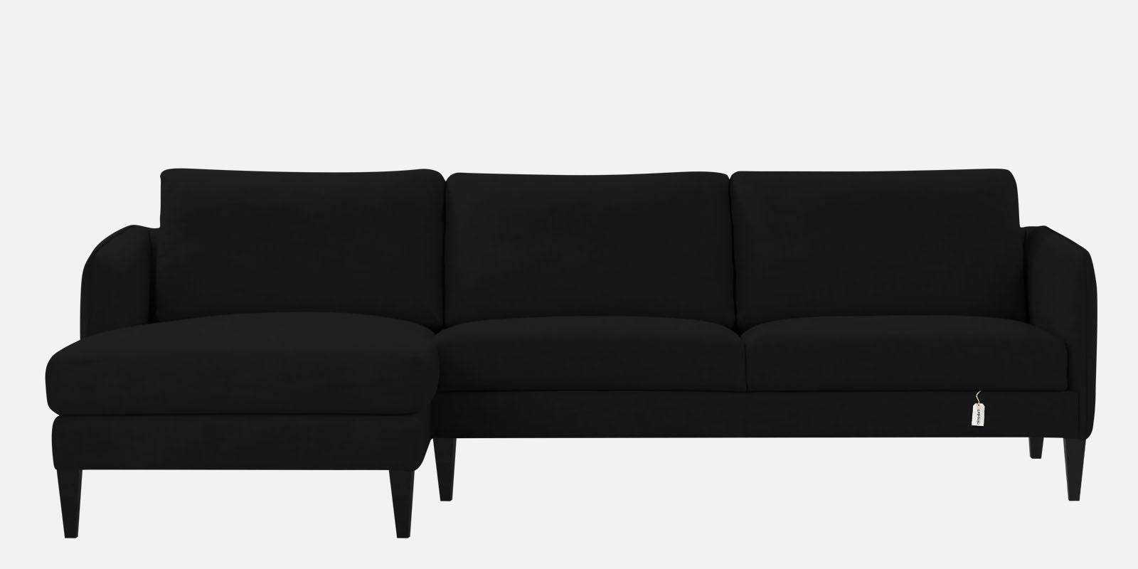 Piku Fabric RHS Sectional Sofa (3+Lounger) In Zed Black Colour - Febonic Living