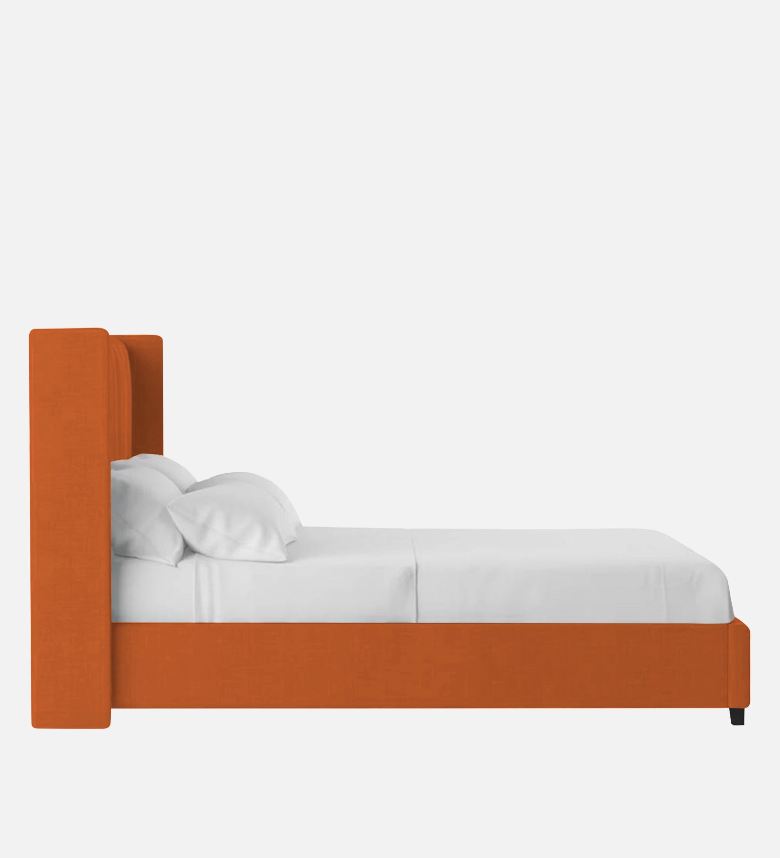 Colina Fabric Queen Size Bed In Vivid Orange Colour With Box Storage - Febonic Living