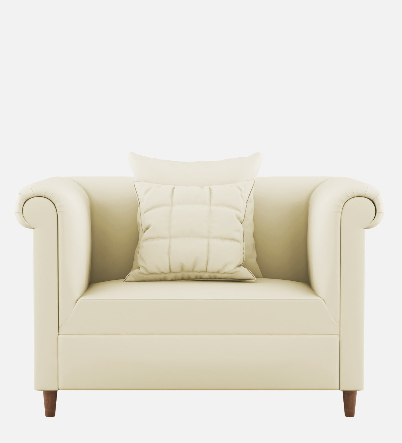 Rubi Velvet 1 Seater Sofa In Warm White Colour - Febonic Living