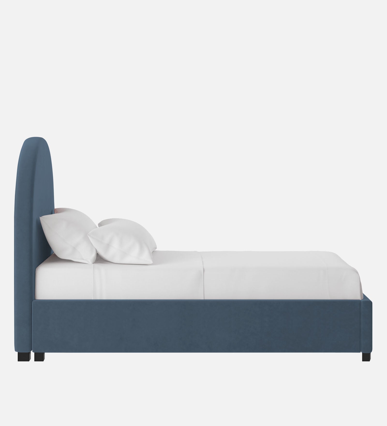 Maro Velvet Upholstered King Size Bed In Oxford Blue Colour - Febonic Living