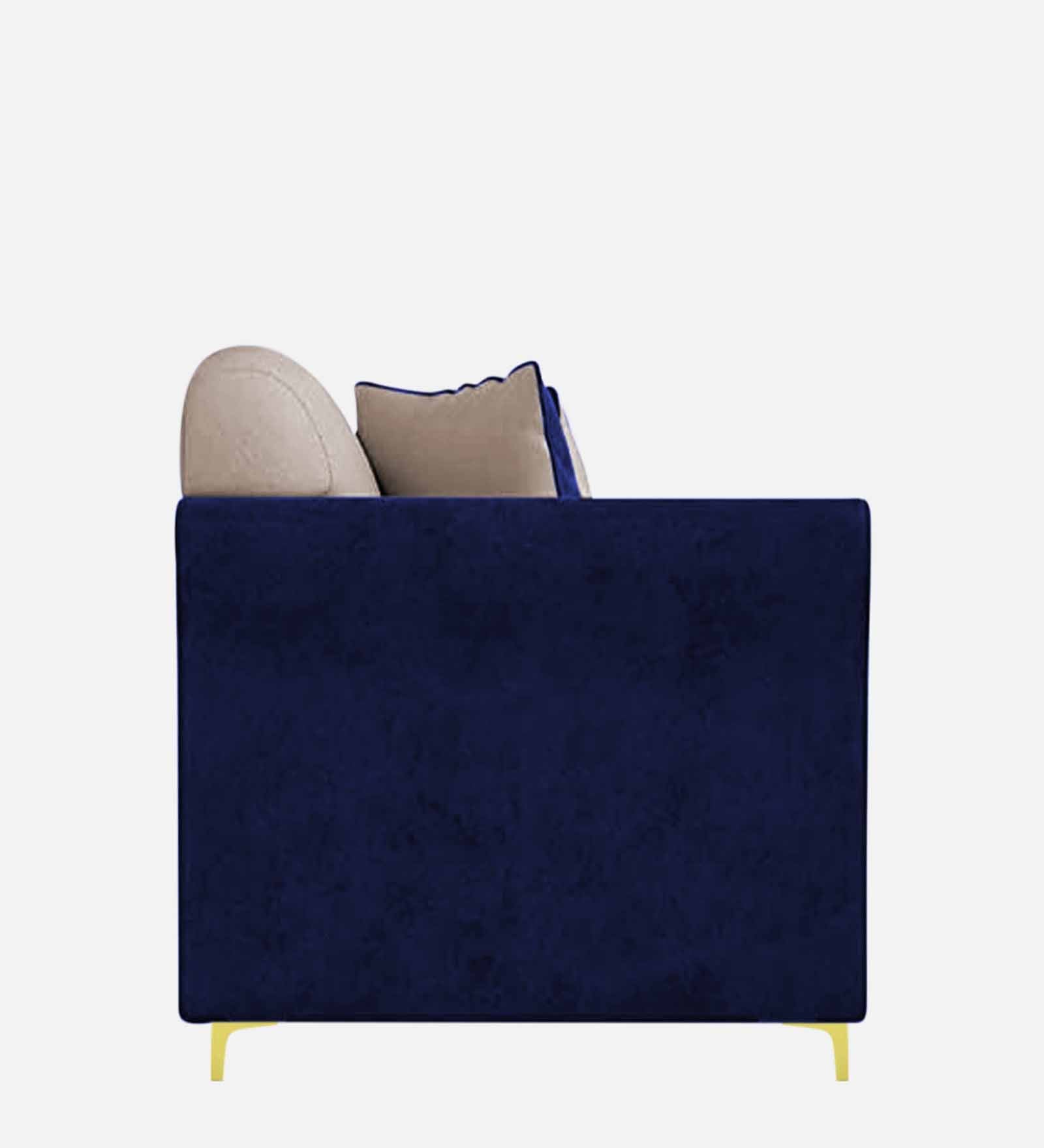 Jordan Velvet 1 Seater Sofa In Imperial Blue And Camel Beige Colour - Febonic Living