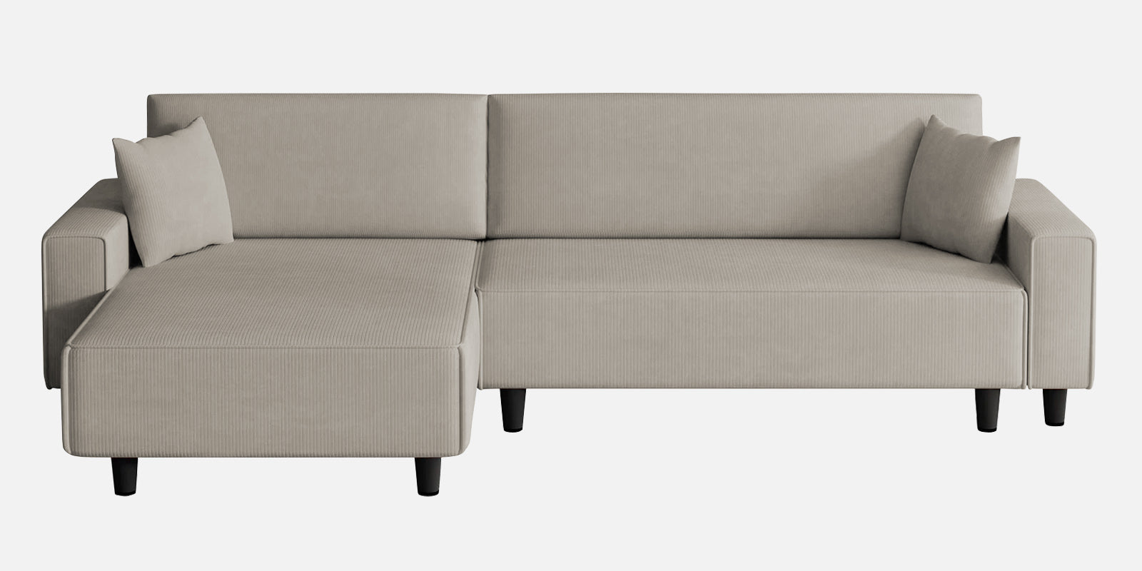 Peach Fabric RHS 6 Seater Sofa Cum Bed With Storage In Ash Grey Colour - Febonic Living