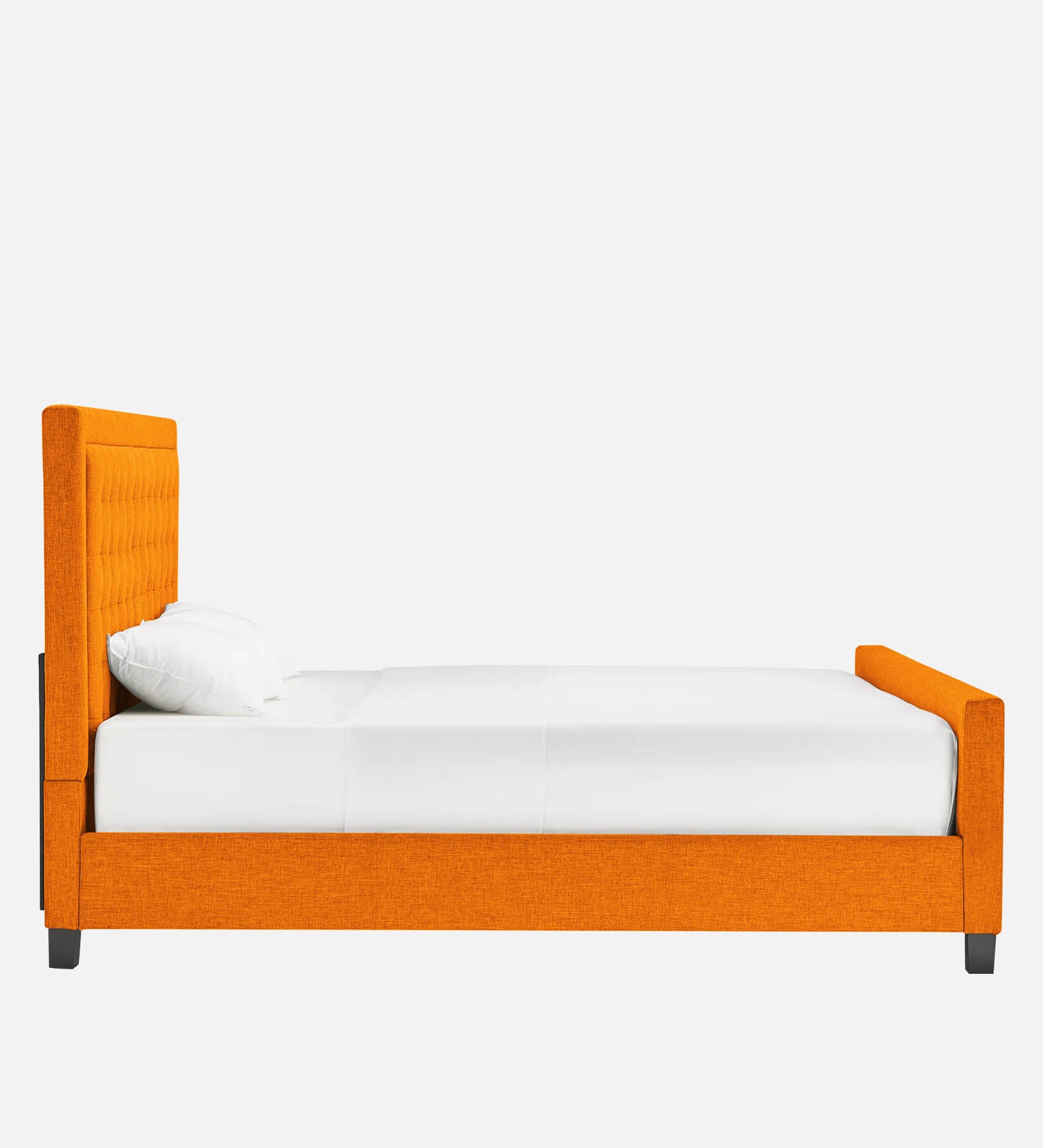 Kaster Fabric Upholstered King Size Bed In Vivid Orange Colour - Febonic Living