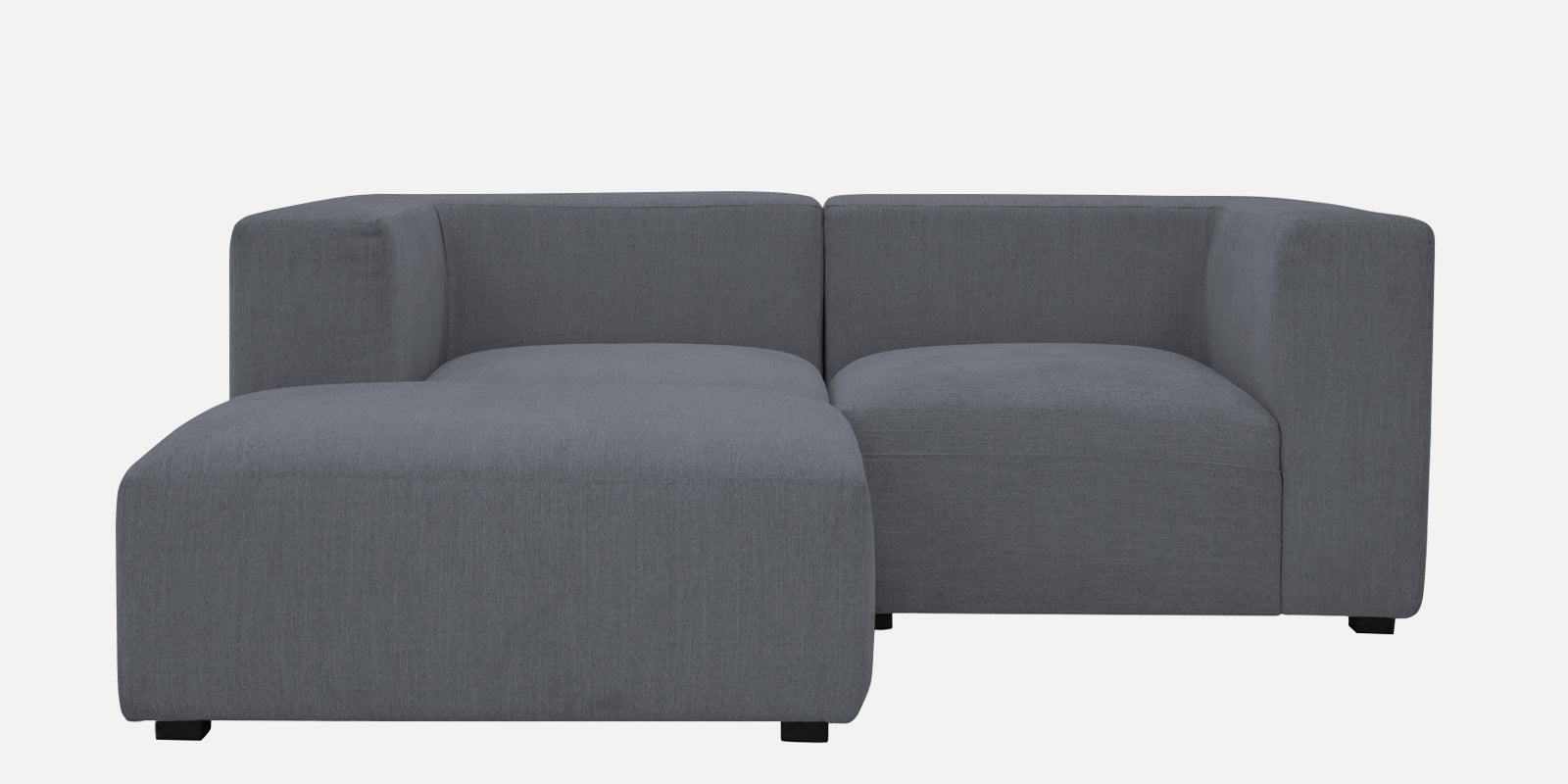 Dora Velvet RHS Sectional Sofa (2+Ottoman Lounger) In Pubble Grey Colour - Febonic Living