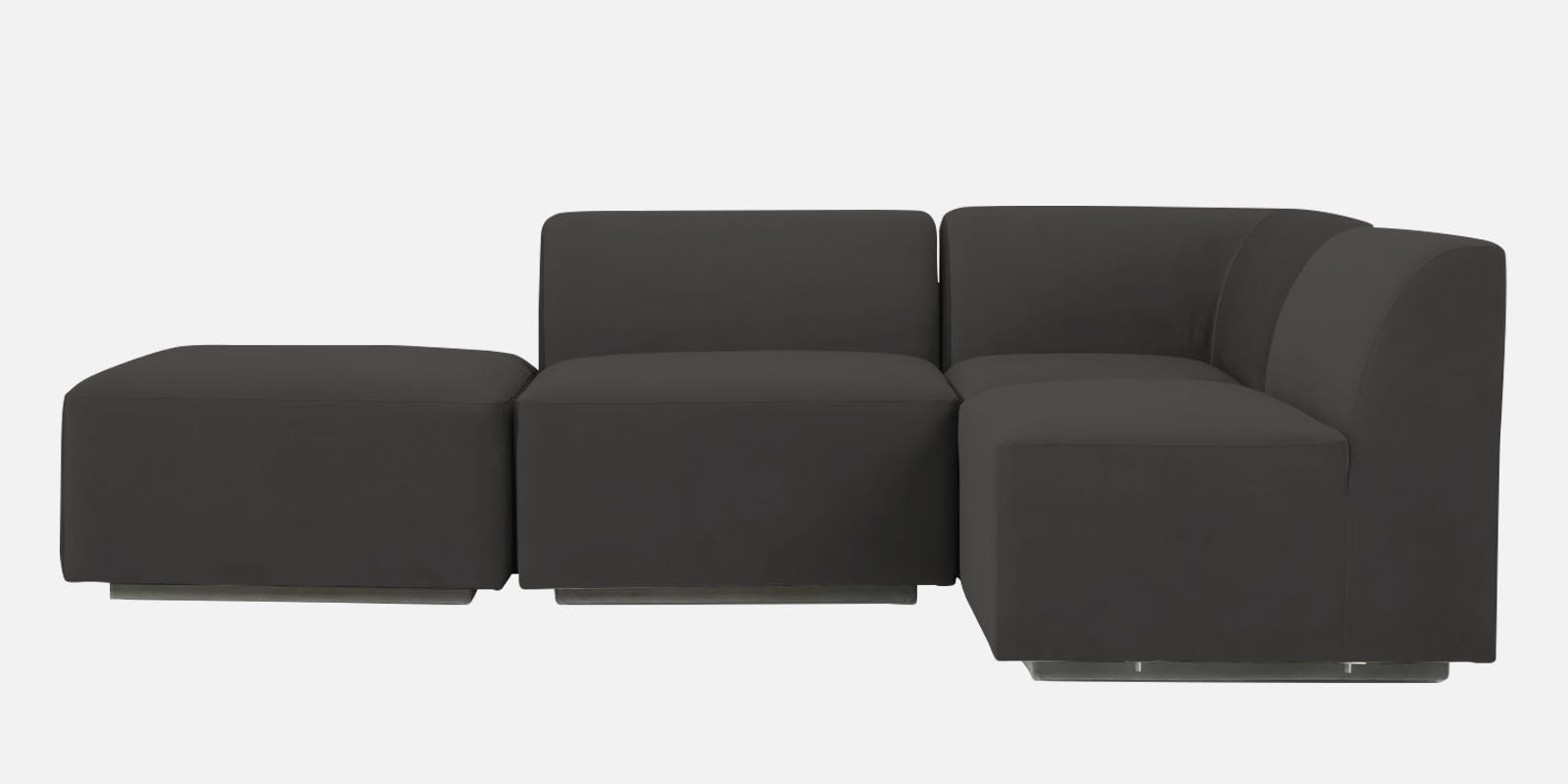 Bufa Velvet LHS Sectional Sofa In Hory Grey Colour With Ottoman - Febonic Living