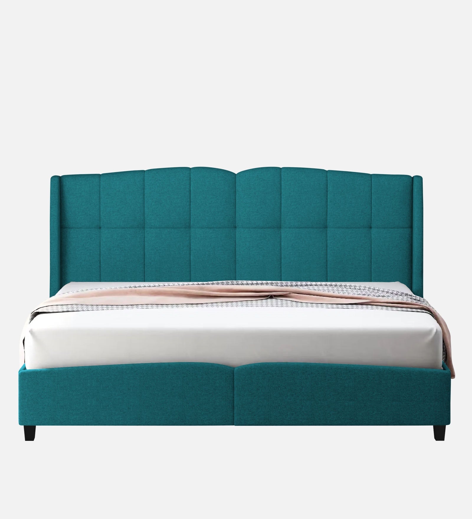 Jovi Velvet Upholstered King Size Bed In Pine Green Colour - Febonic Living