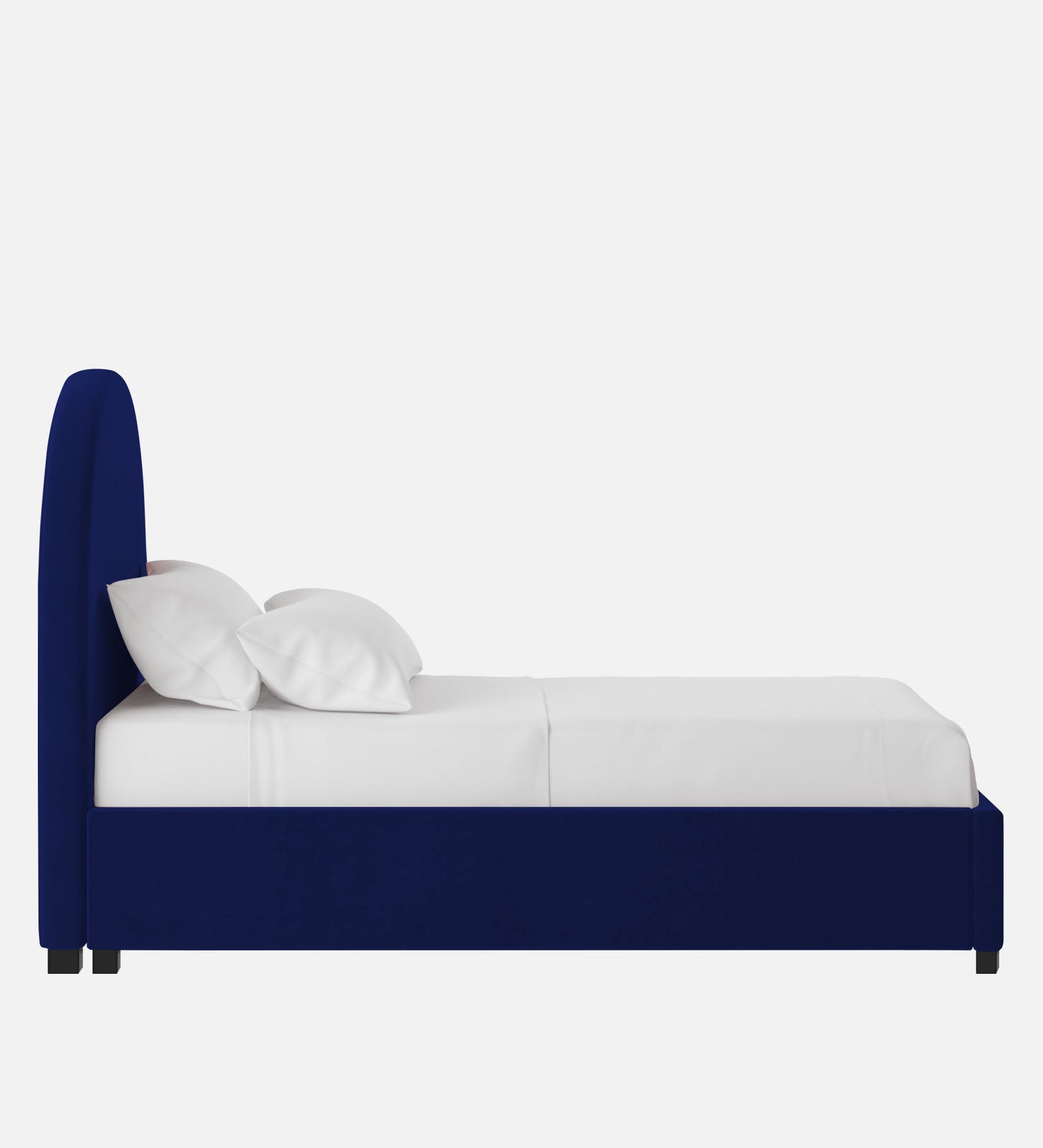 Maro Velvet Upholstered Single Size Bed In Indigo Blue Colour - Febonic Living