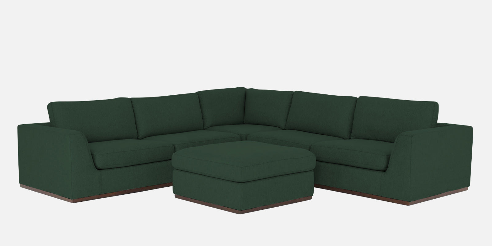 Freedom Velvet 6 Seater LHS Corner Sofa In Amazon Green Colour With Ottoman - Febonic Living