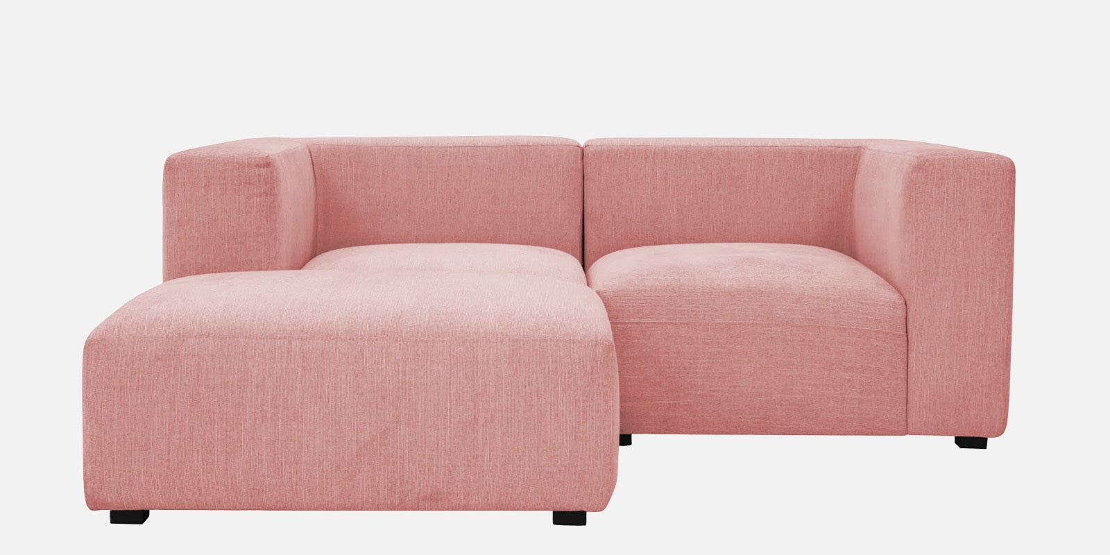 Dora Velvet RHS Sectional Sofa (2+Ottoman Lounger) In Millennial Pink Colour - Febonic Living