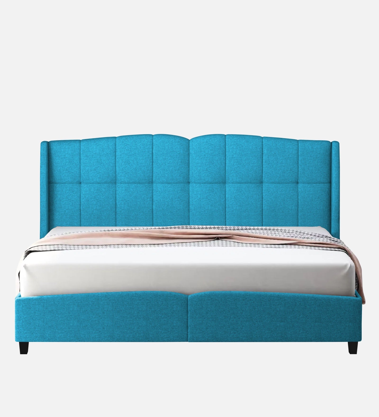 Jovi Velvet King Size Bed In Aqua Blue Colour - Febonic Living