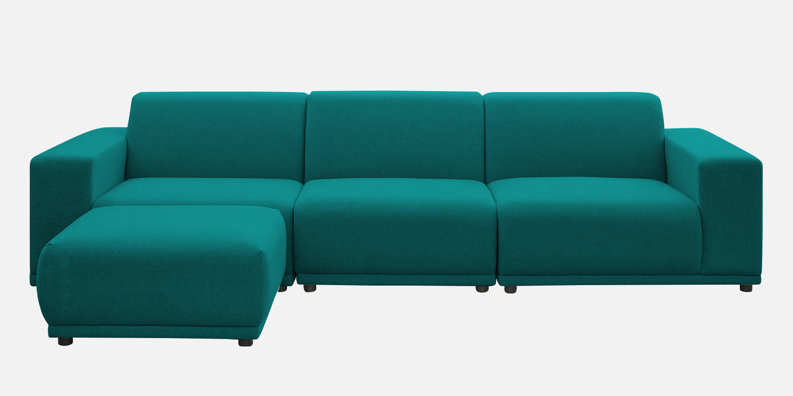 Adam Fabric LHS Sectional Sofa (3+Ottoman Lounger) In Sea green Colour - Febonic Living