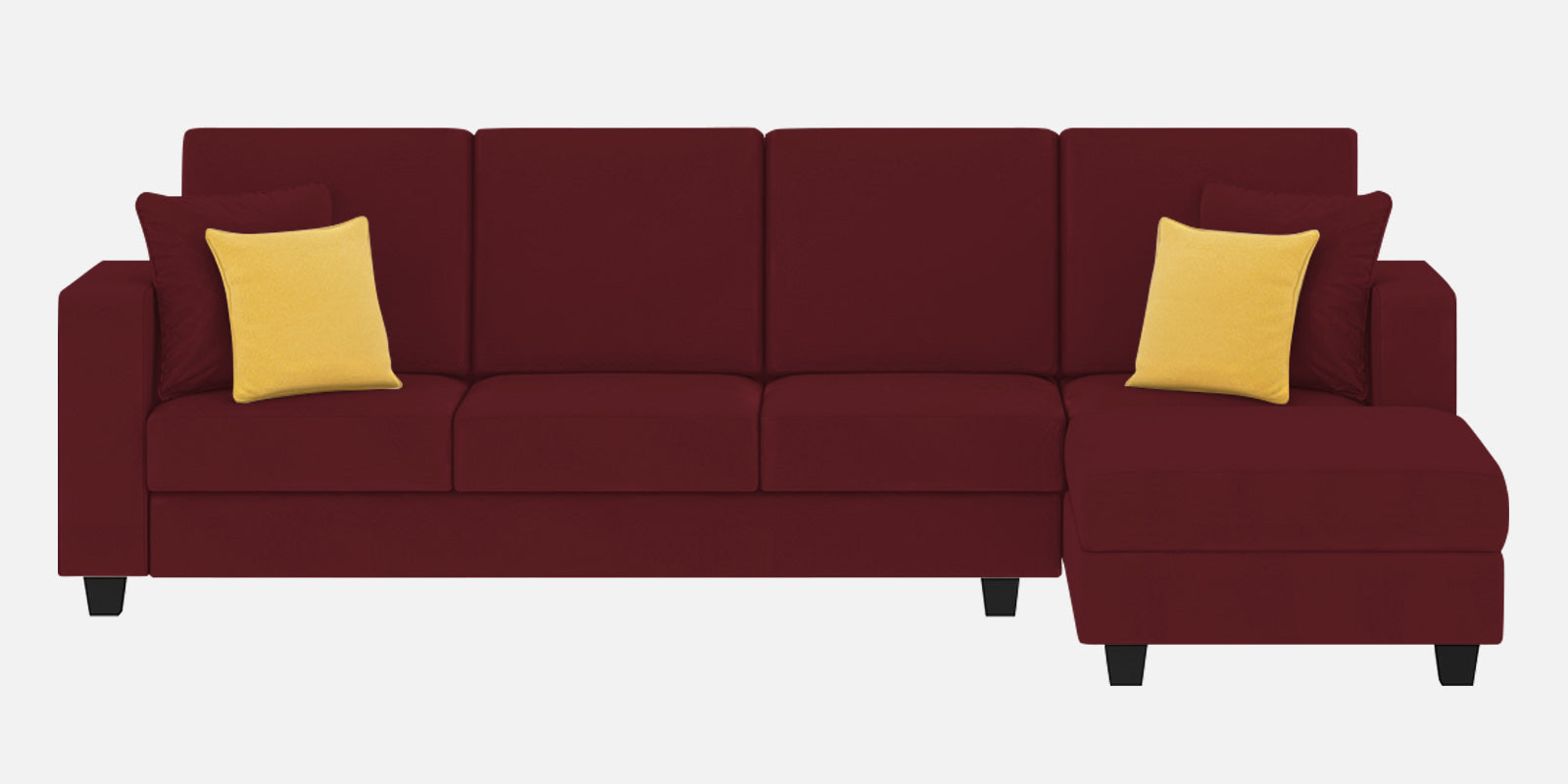 Nabi Fabric LHS Sectional Sofa (3 + Lounger) In Blood Maroon Colour