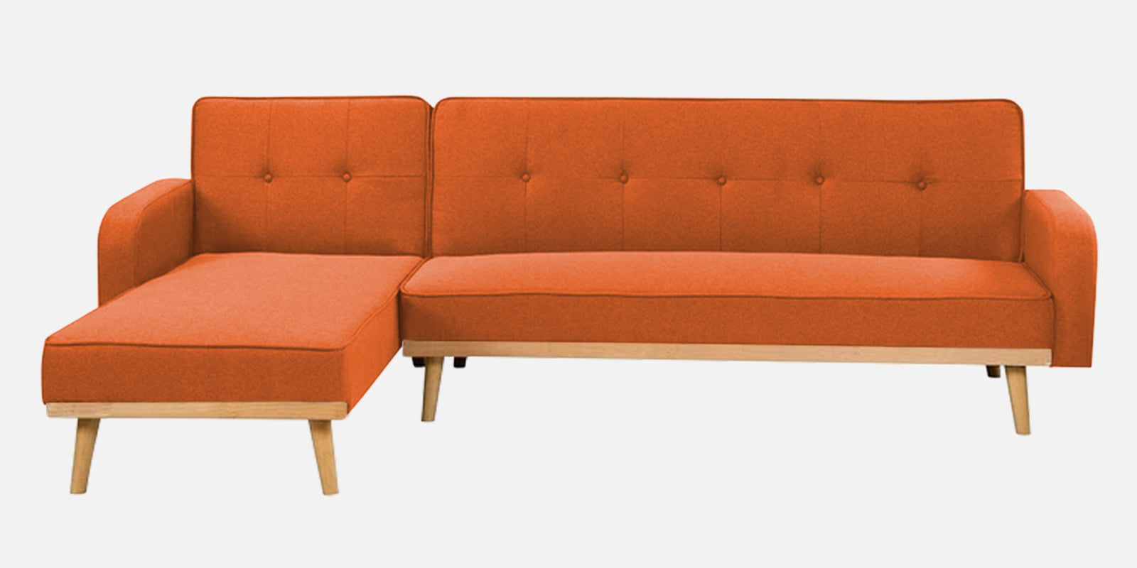 Zuno Fabric RHS Convertible Sofa Cum Bed In Vivid Orange Colour - Febonic Living