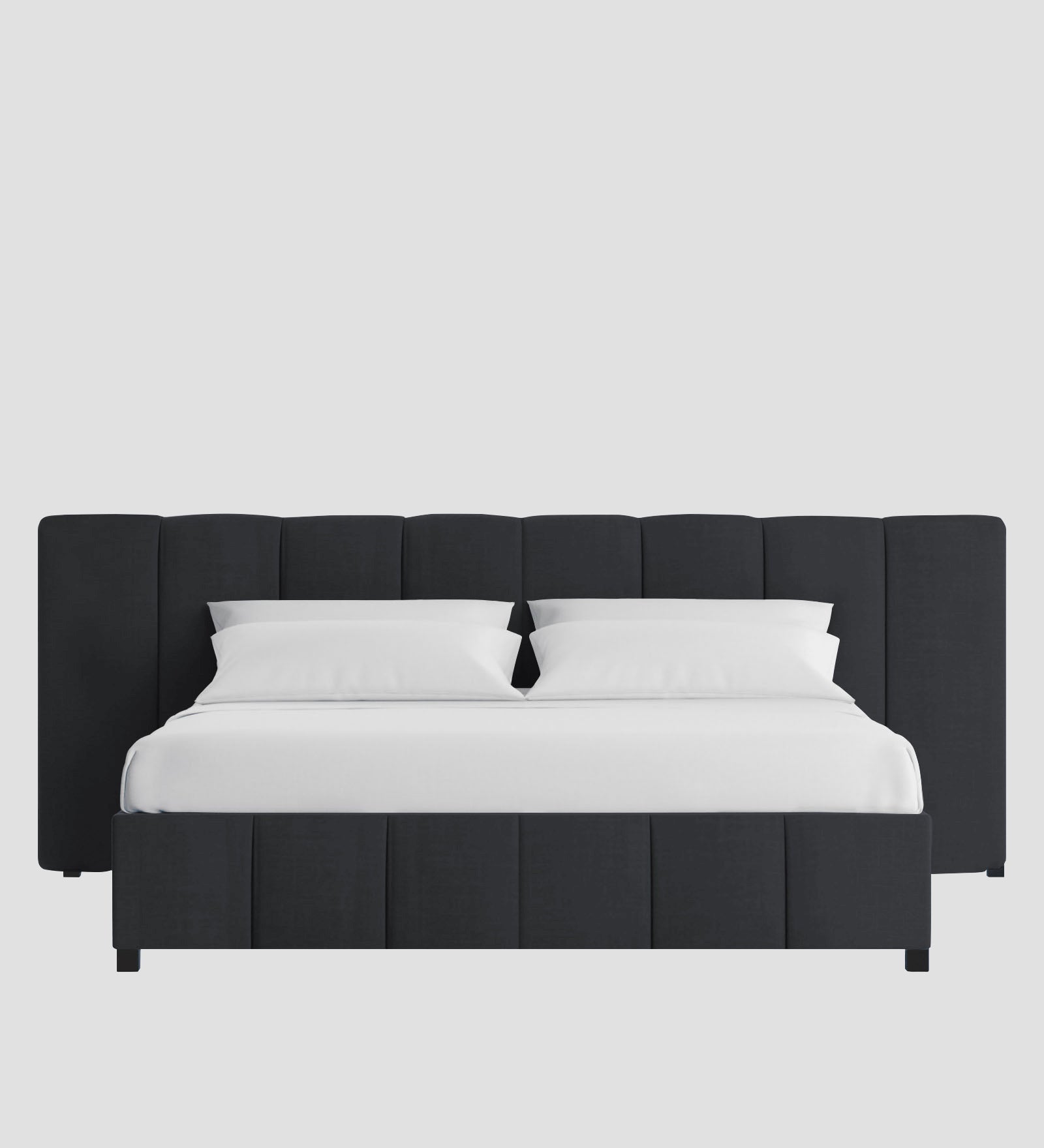 Nora Fabric Queen Size Bed In Charcoal Grey Colour With Box Storage - Febonic Living