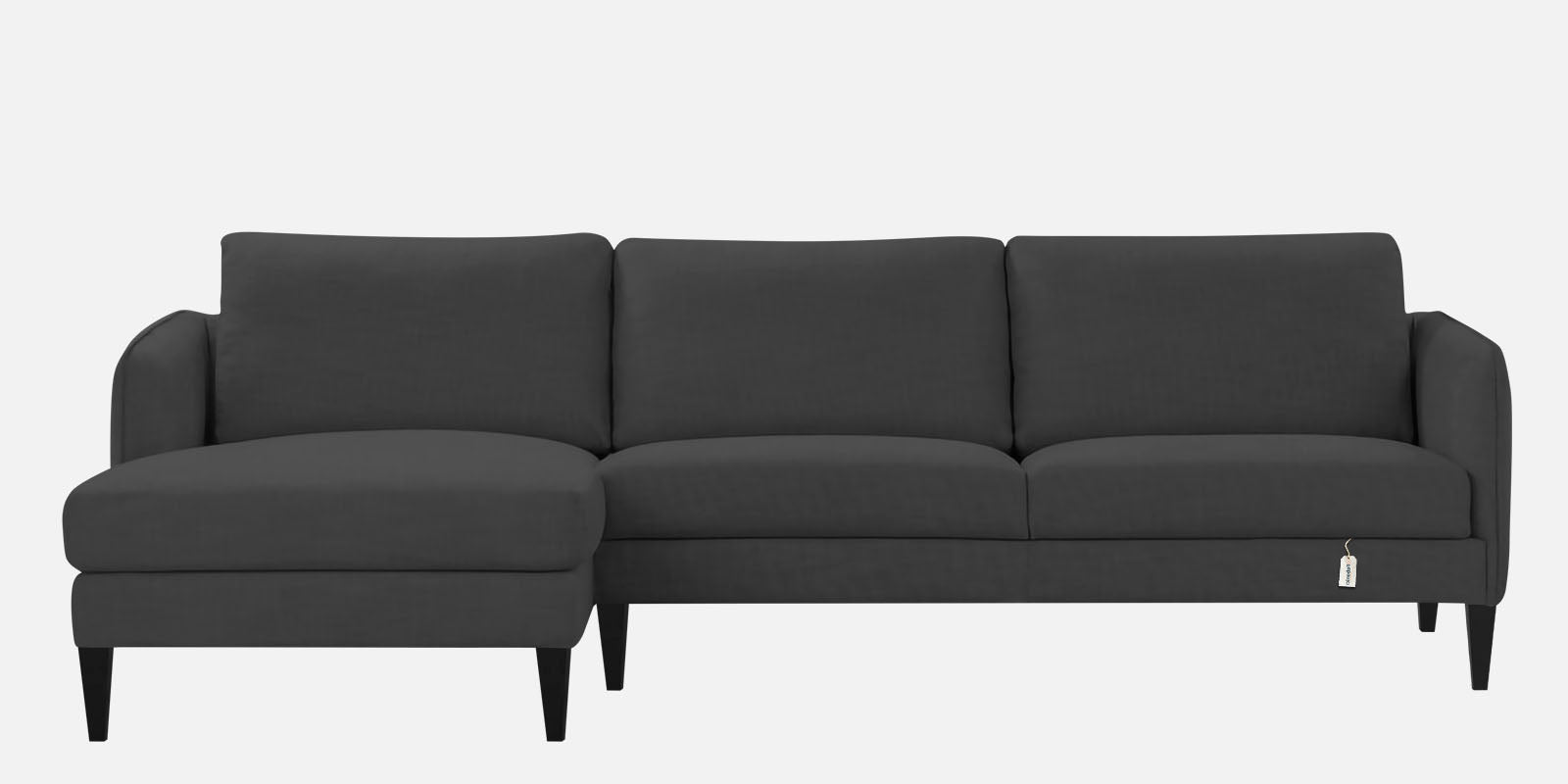 Piku Fabric RHS Sectional Sofa (3+Lounger) In Charcoal Grey Colour - Febonic Living