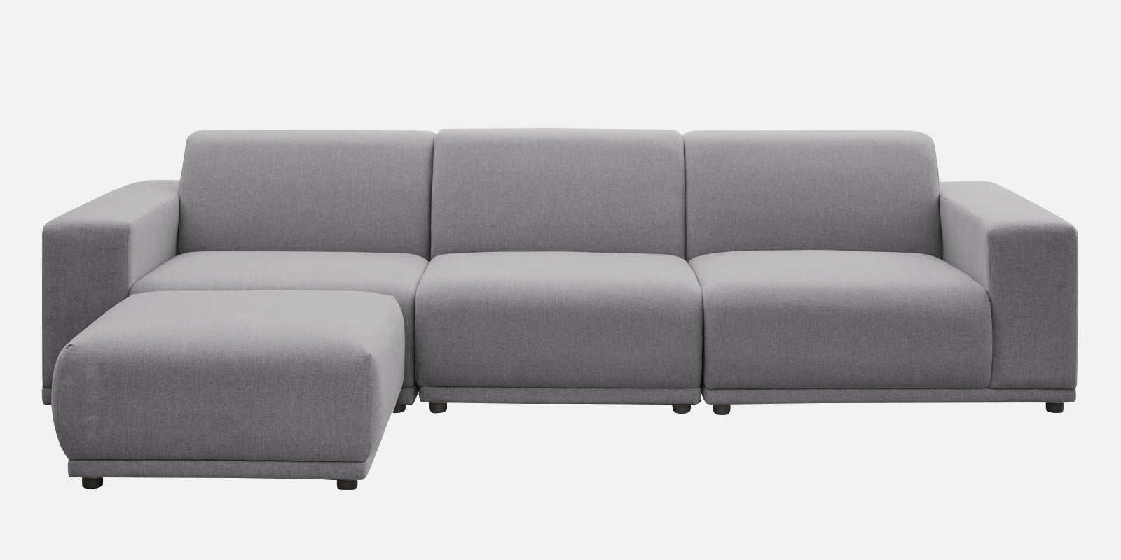Adam Fabric LHS Sectional Sofa (3+Ottoman Lounger) In Lit Grey Colour - Febonic Living