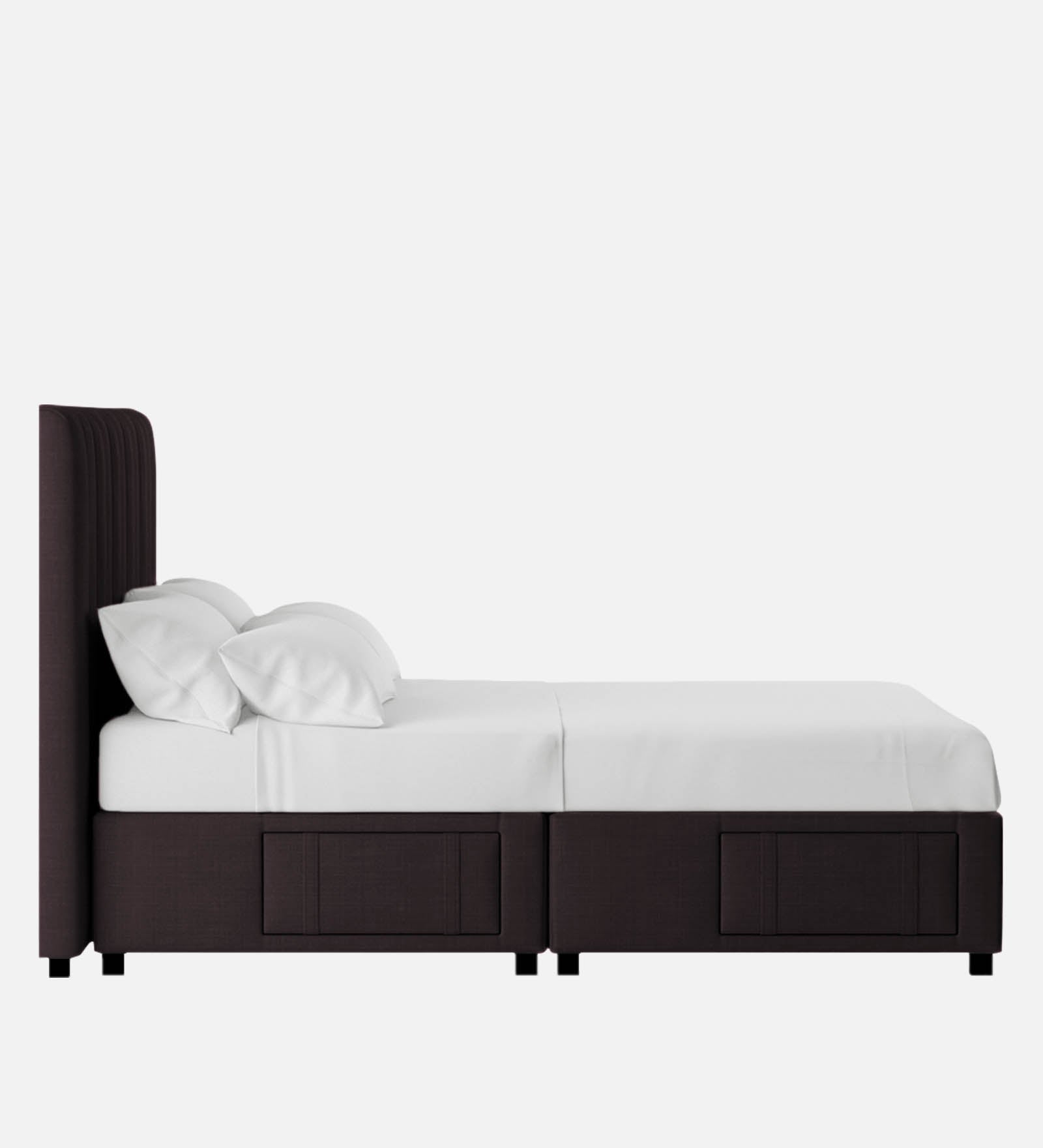Nivi Fabric Upholstered Queen Size Bed In Cara Brown Colour With Drawer Storage - Febonic Living
