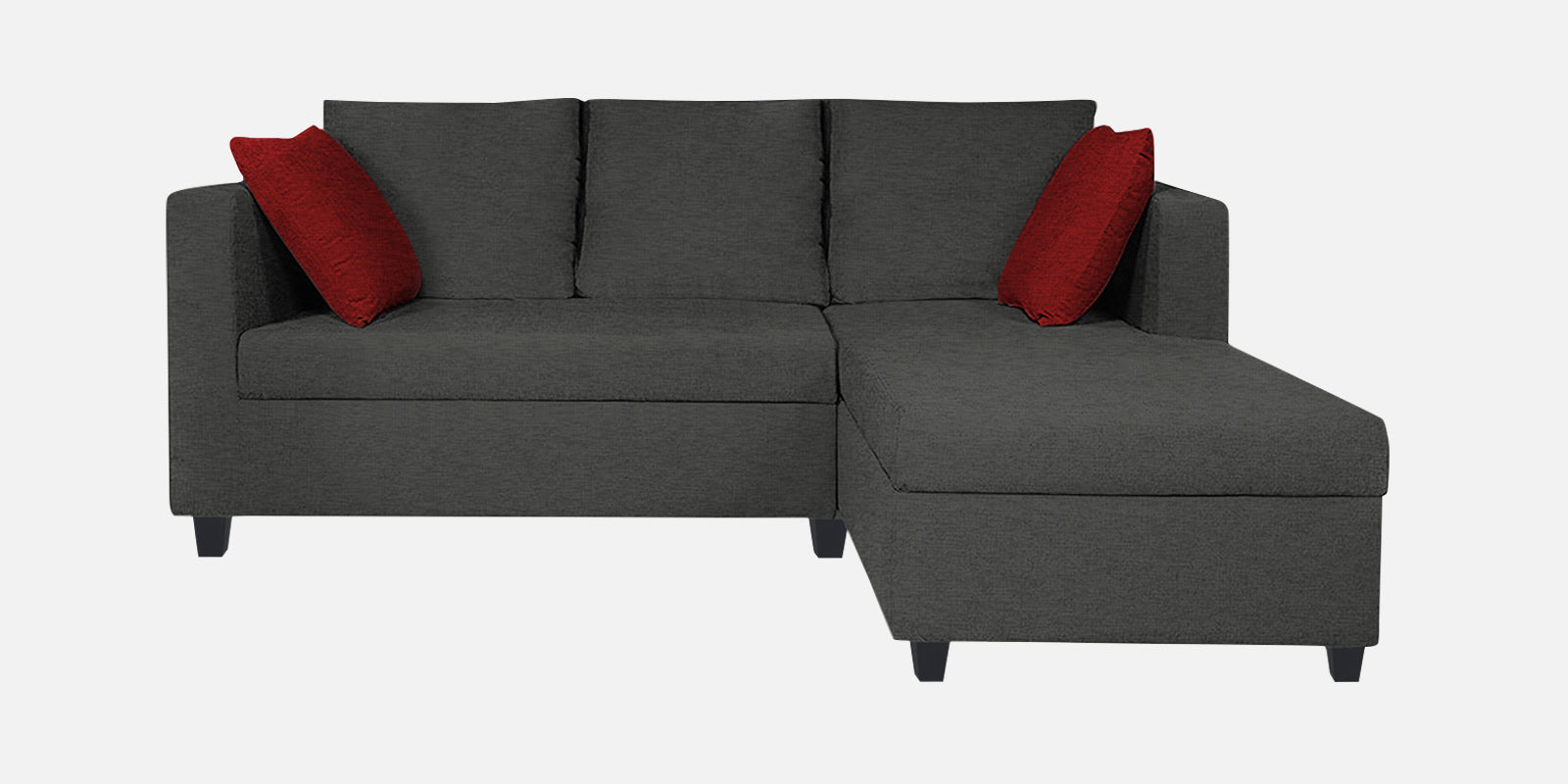 Nebula Fabric LHS Sectional Sofa (2+Lounger) In Charcoal Grey Colour - Febonic Living