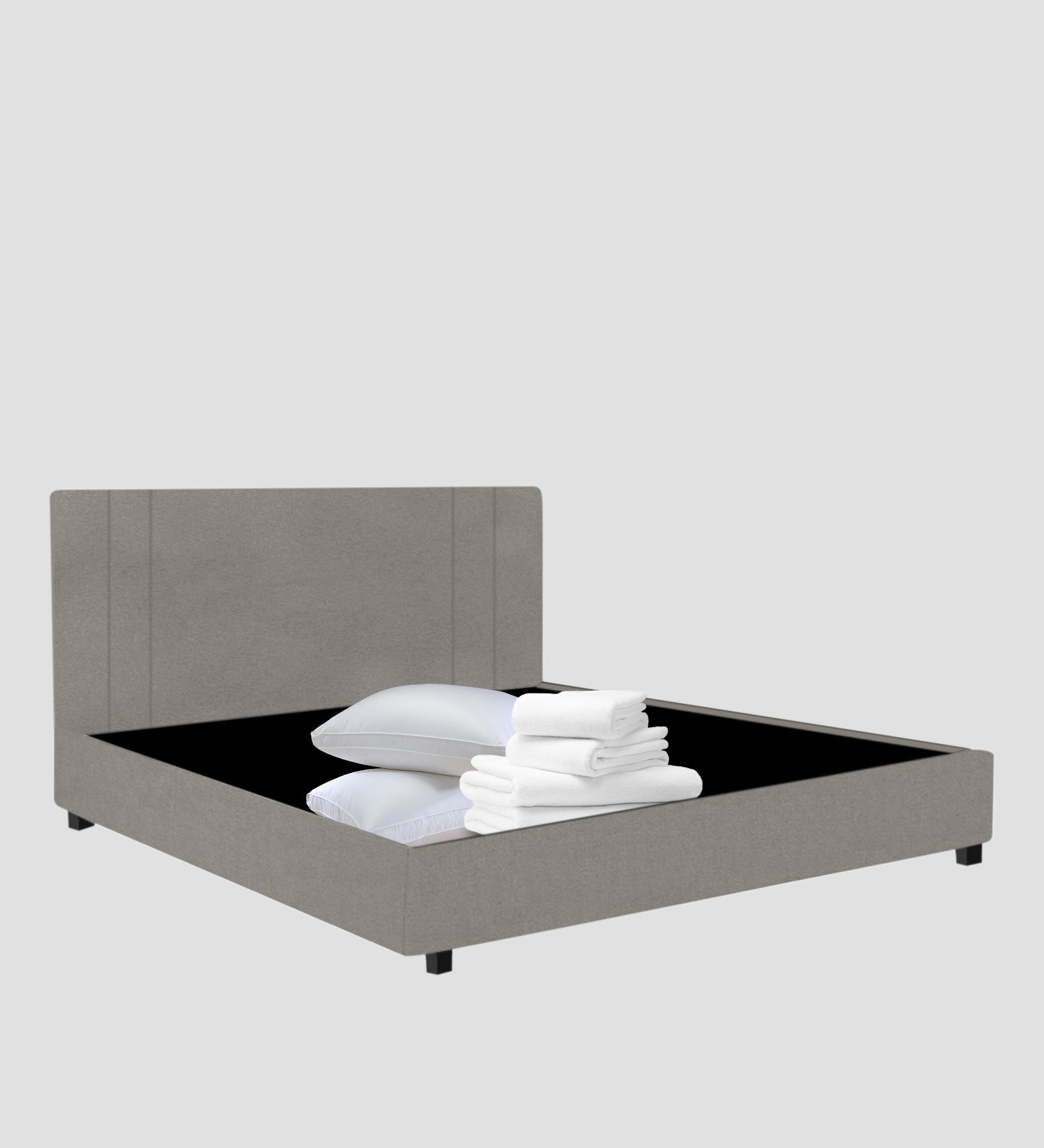 Asyra Velvet Queen Size Bed in Echo Grey Colour With Box Storage - Febonic Living