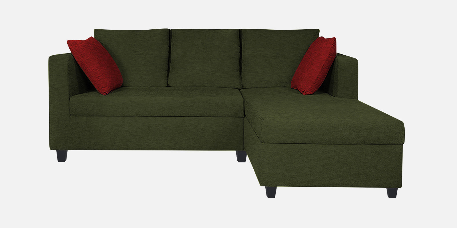 Nebula Fabric LHS Sectional Sofa (2+Lounger) In Olive Green Colour - Febonic Living