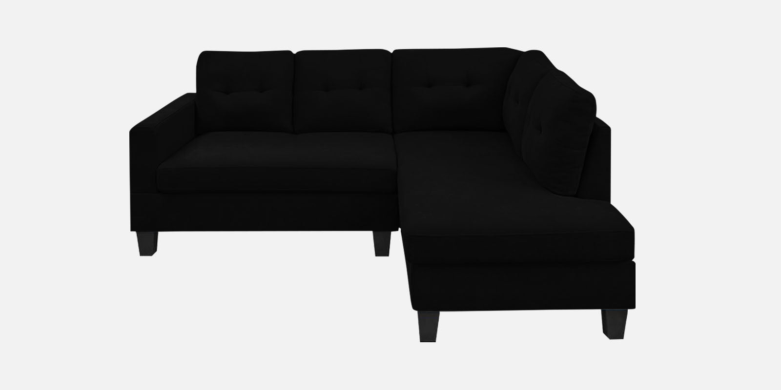 Thomas Fabric LHS Sectional Sofa (2+Lounger) In Zed Black Colour - Febonic Living