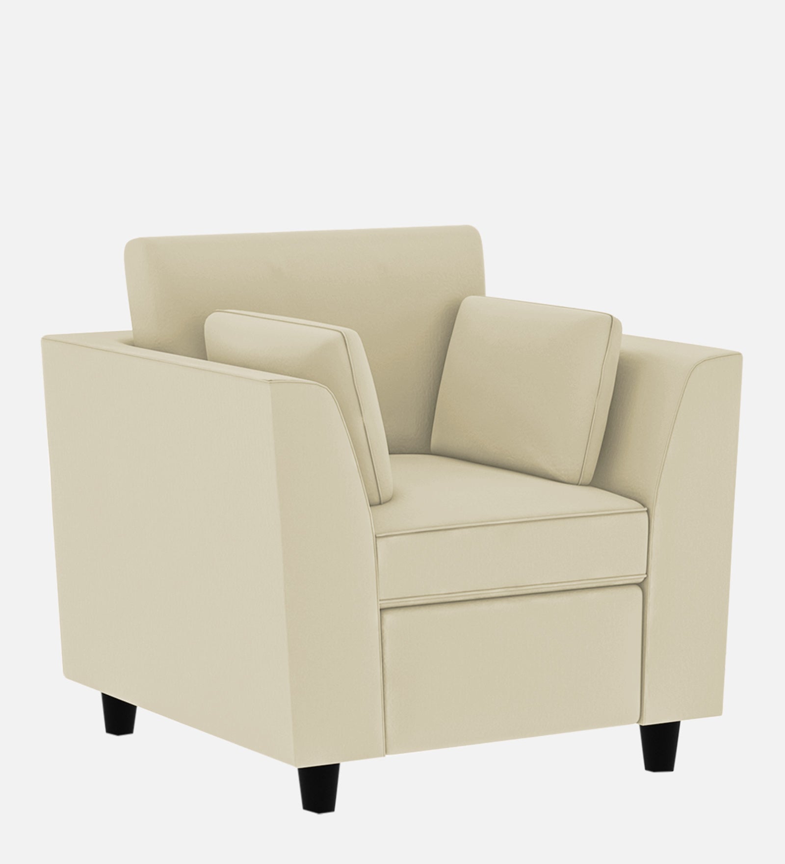Bristo Velvet 1 Seater Sofa In Warm White Colour With Storage - Febonic Living