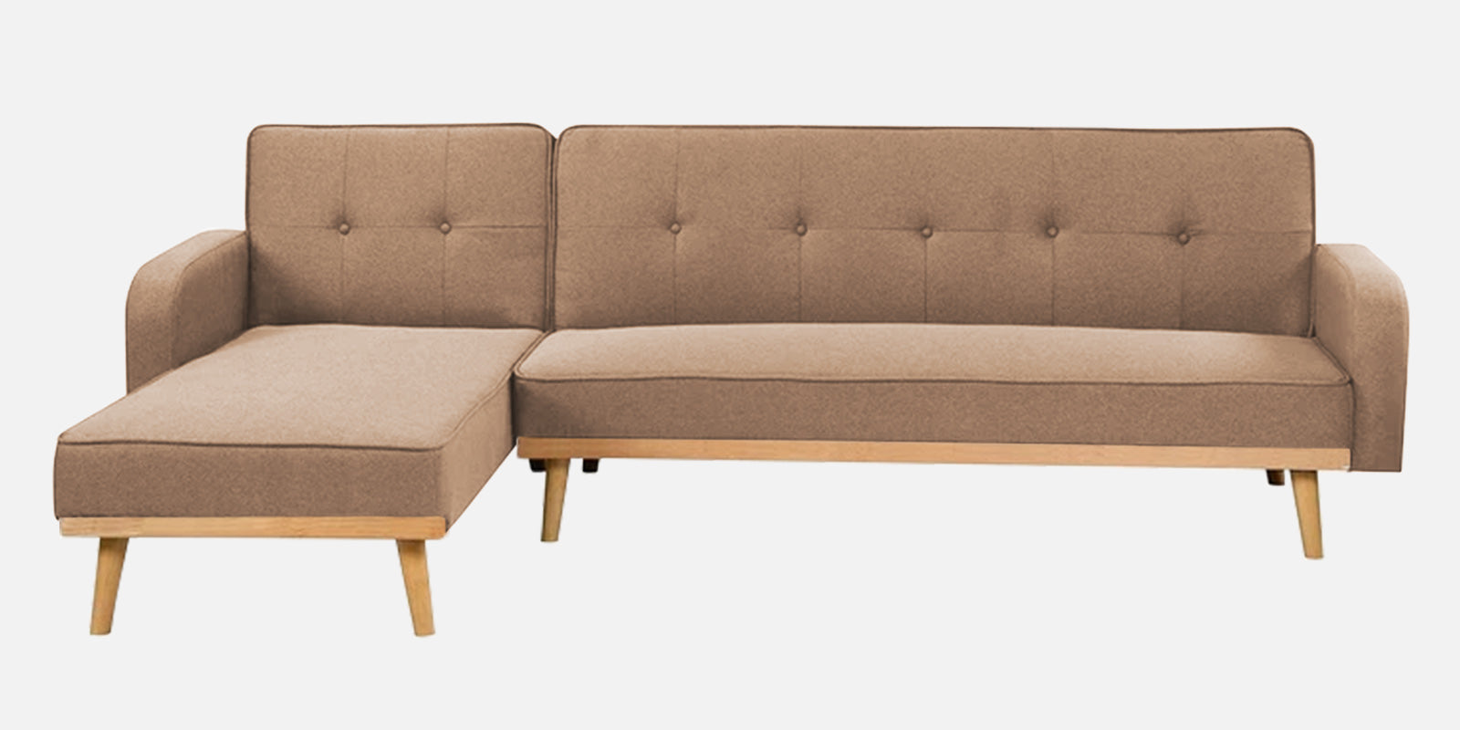 Zuno Fabric RHS Convertible Sofa Cum Bed In Cosmic Beige Colour - Febonic Living