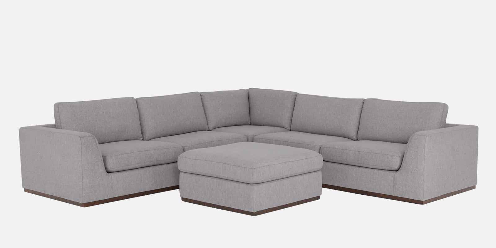 Freedom Velvet 6 Seater RHS Corner Sofa In Concrete Grey Colour With Ottoman - Febonic Living