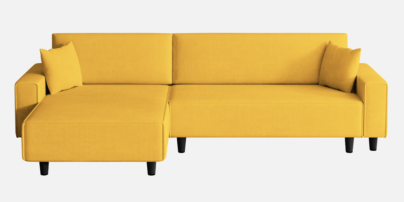 Peach Fabric RHS 6 Seater Sofa Cum Bed With Storage In Bold Yellow Colour - Febonic Living