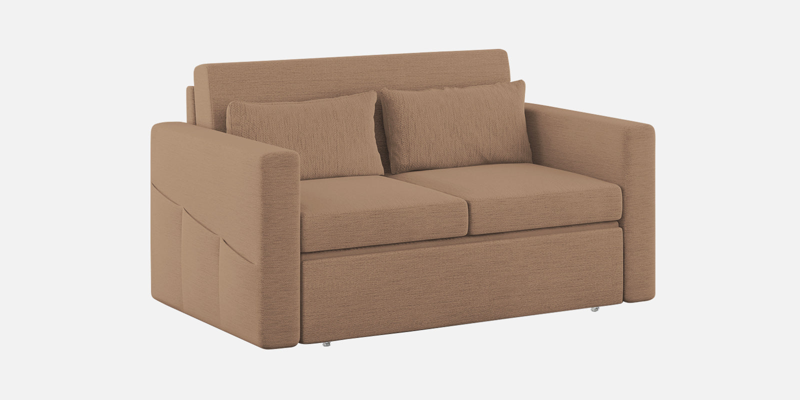 River Fabric 2 Seater Pull Out Sofa Cum Bed In Cookie Beige Colour - Febonic Living