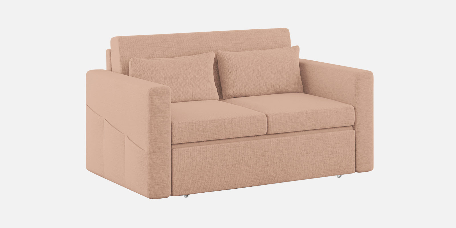 River Fabric 2 Seater Pull Out Sofa Cum Bed In Cosmic Beige Colour - Febonic Living