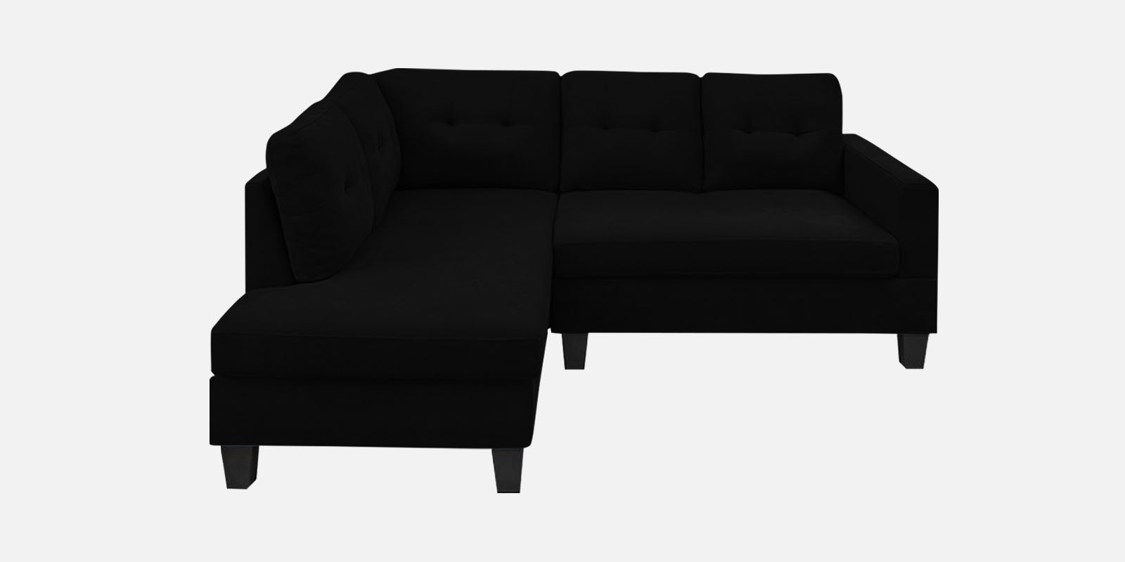 Thomas Fabric RHS Sectional Sofa (2+Lounger) In Zed Black Colour - Febonic Living