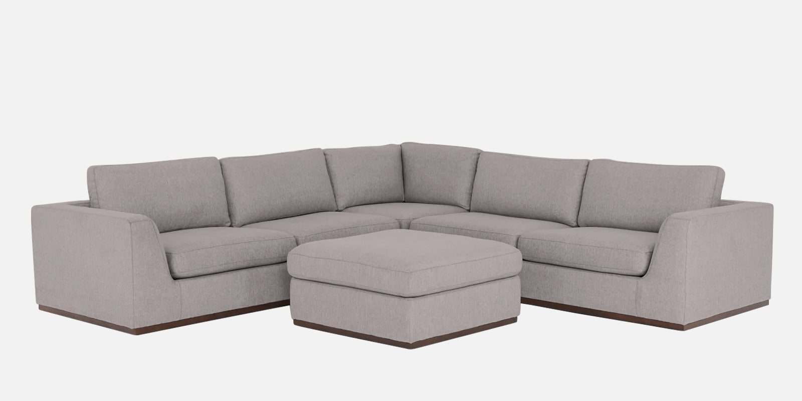 Freedom Velvet 6 Seater RHS Corner Sofa In Pearl Grey Colour With Ottoman - Febonic Living
