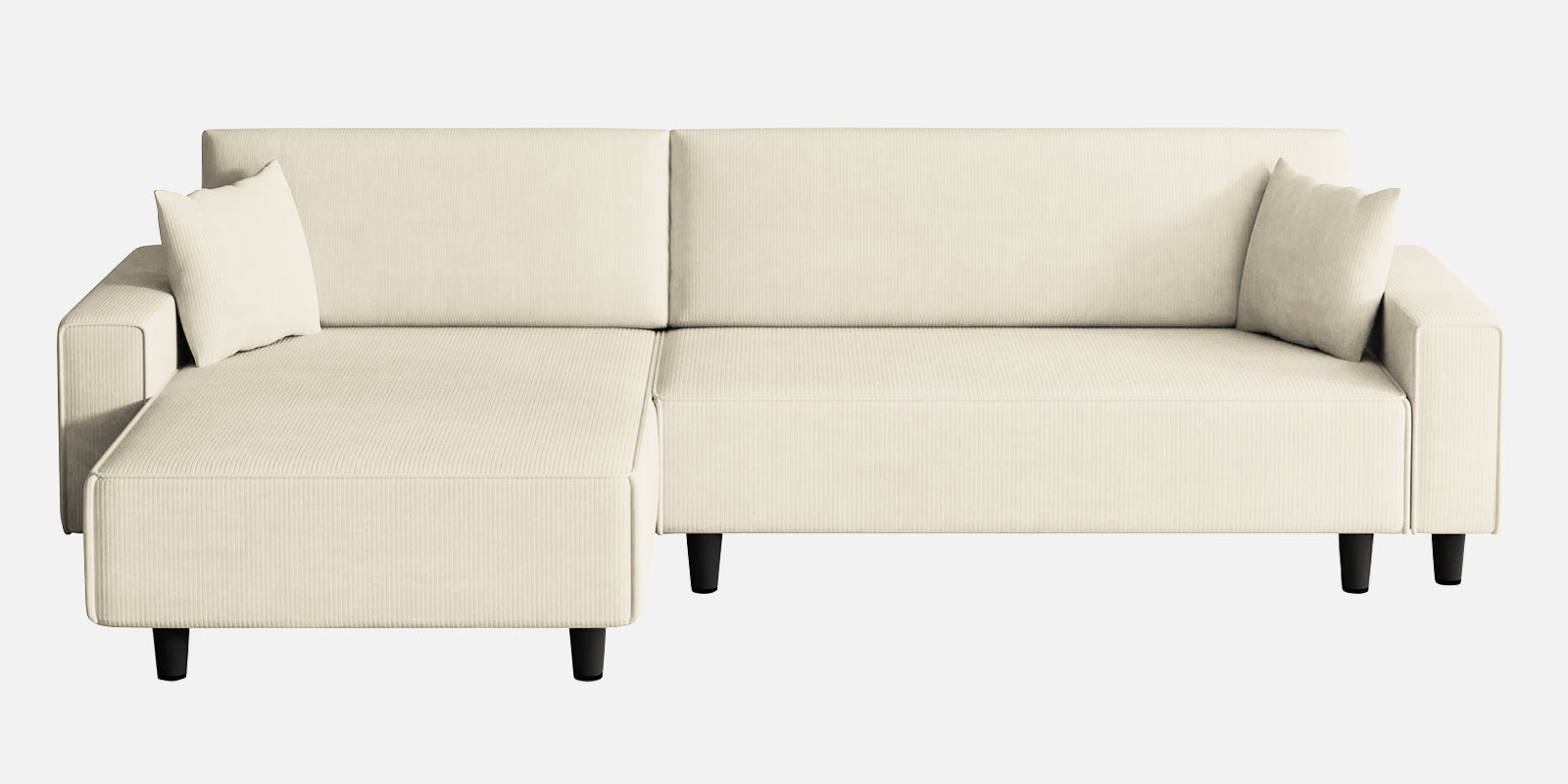 Peach Fabric RHS 6 Seater Sofa Cum Bed With Storage In Ivory Cream Colour - Febonic Living