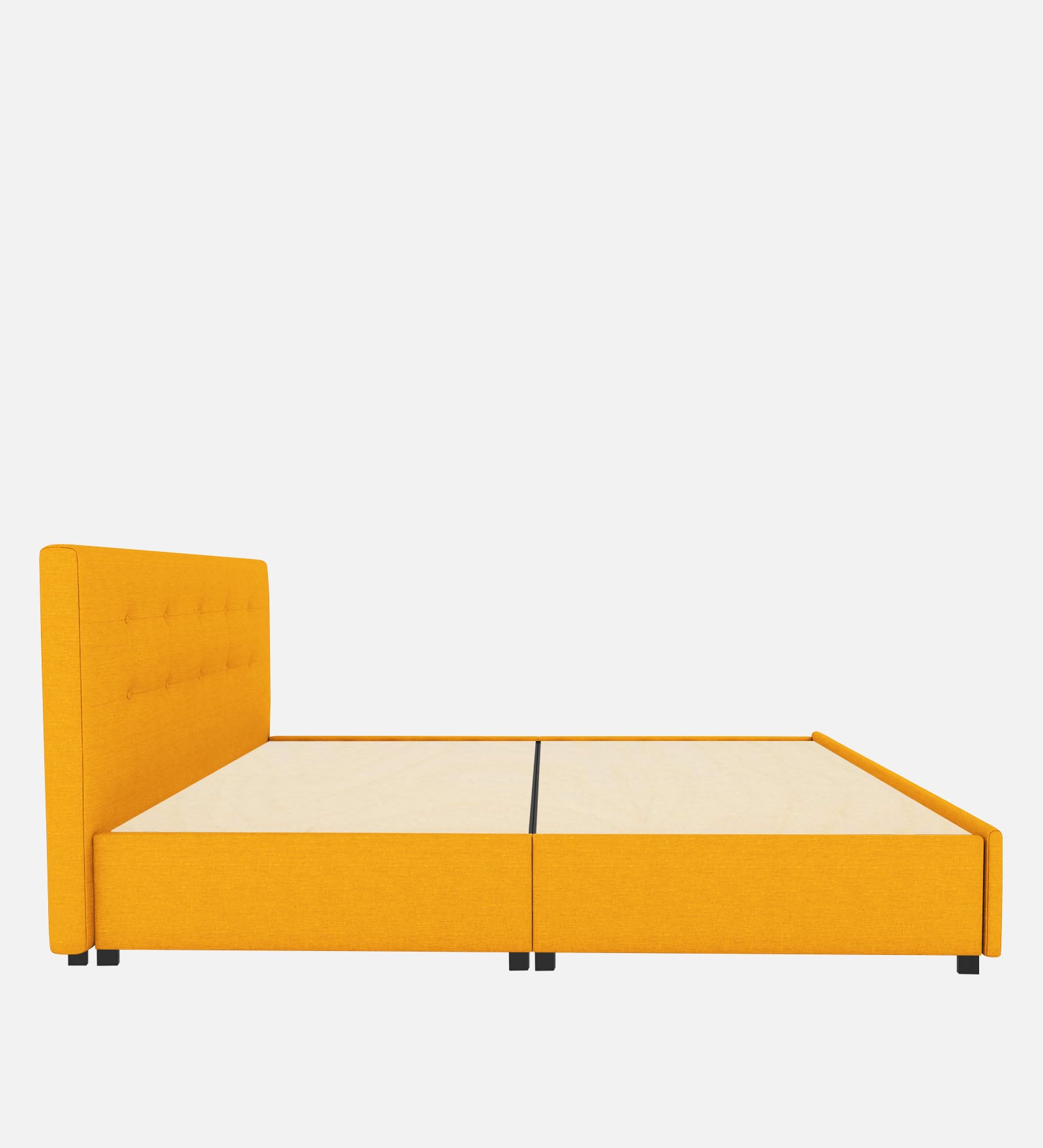 Lido Fabric King Size Bed In Bold Yellow Colour With Drawer Storage - Febonic Living