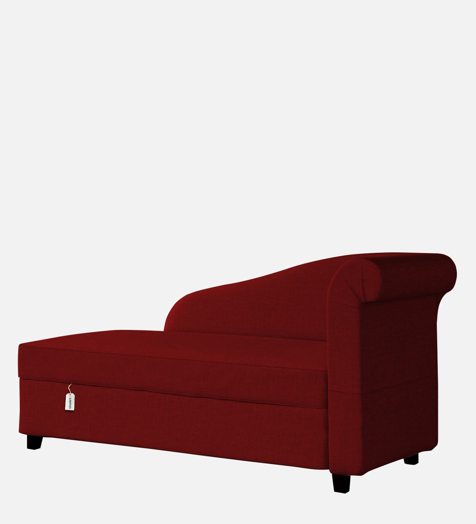 Toppy Fabric LHS Chaise Lounger In Blood Maroon Colour With Storage - Febonic Living