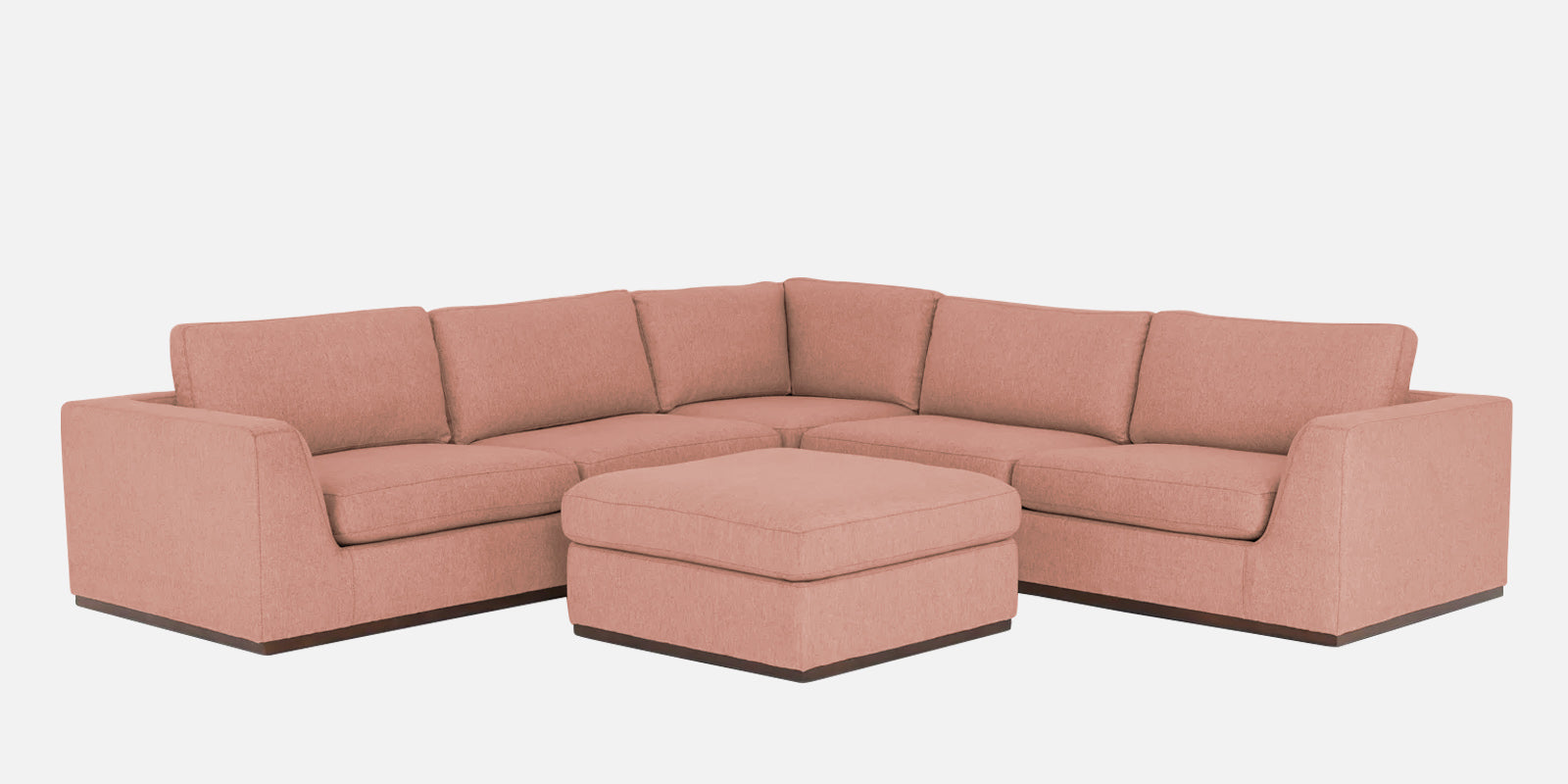 Freedom Velvet 6 Seater RHS Corner Sofa In Blush Pink Colour With Ottoman - Febonic Living