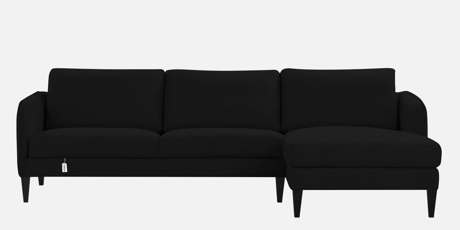 Piku Fabric LHS Sectional Sofa (3+Lounger) In Zed Black Colour - Febonic Living