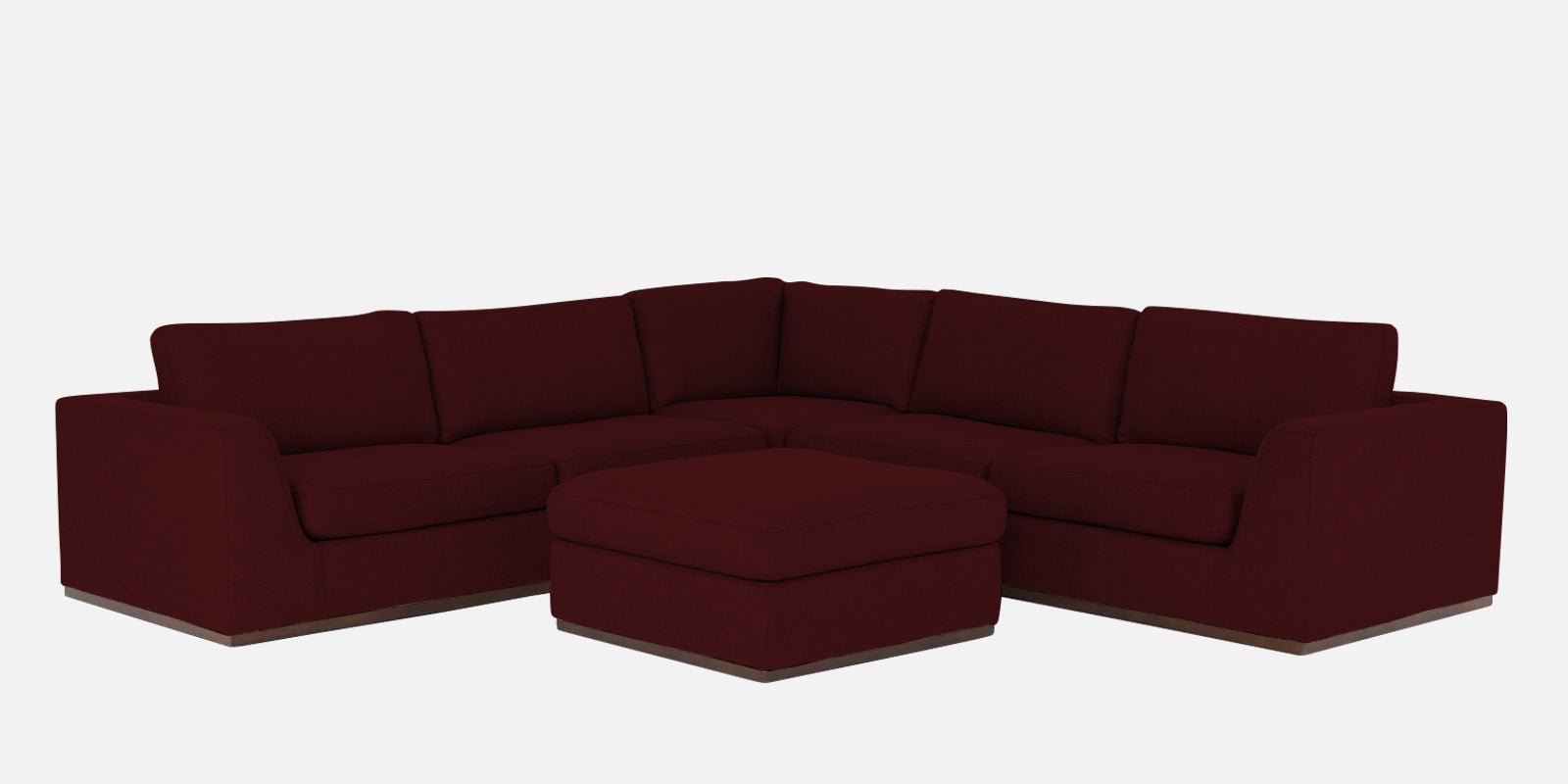 Freedom Velvet 6 Seater LHS Corner Sofa In Blood Maroon Colour With Ottoman - Febonic Living