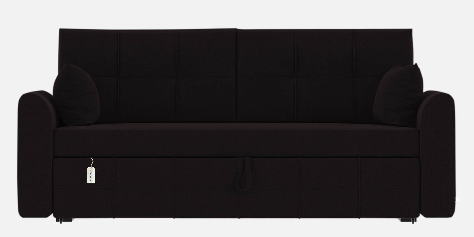 Ines Fabric 3 Seater Pull Out Sofa Cum Bed In Cara Brown Colour With Storage - Febonic Living