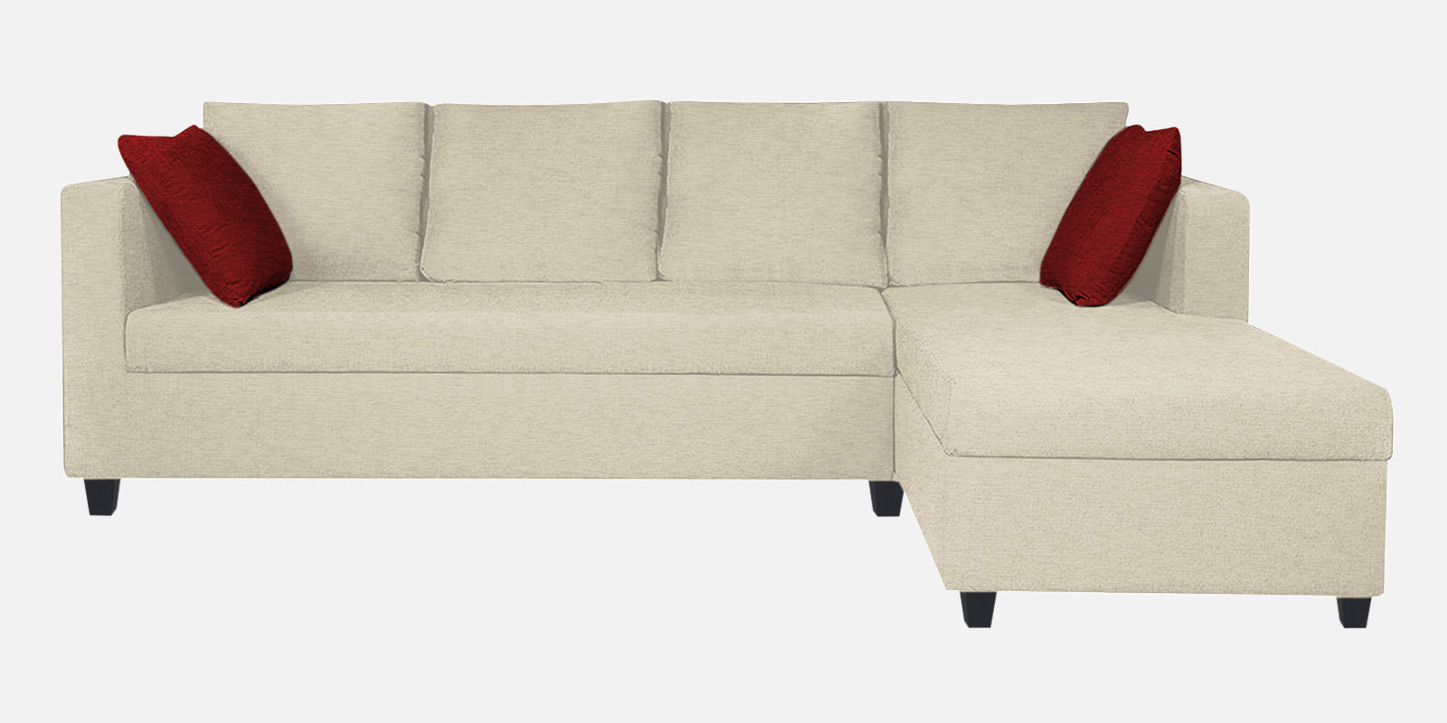 Nebula Fabric LHS Sectional Sofa (3+Lounger) In Ivory Cream Colour - Febonic Living