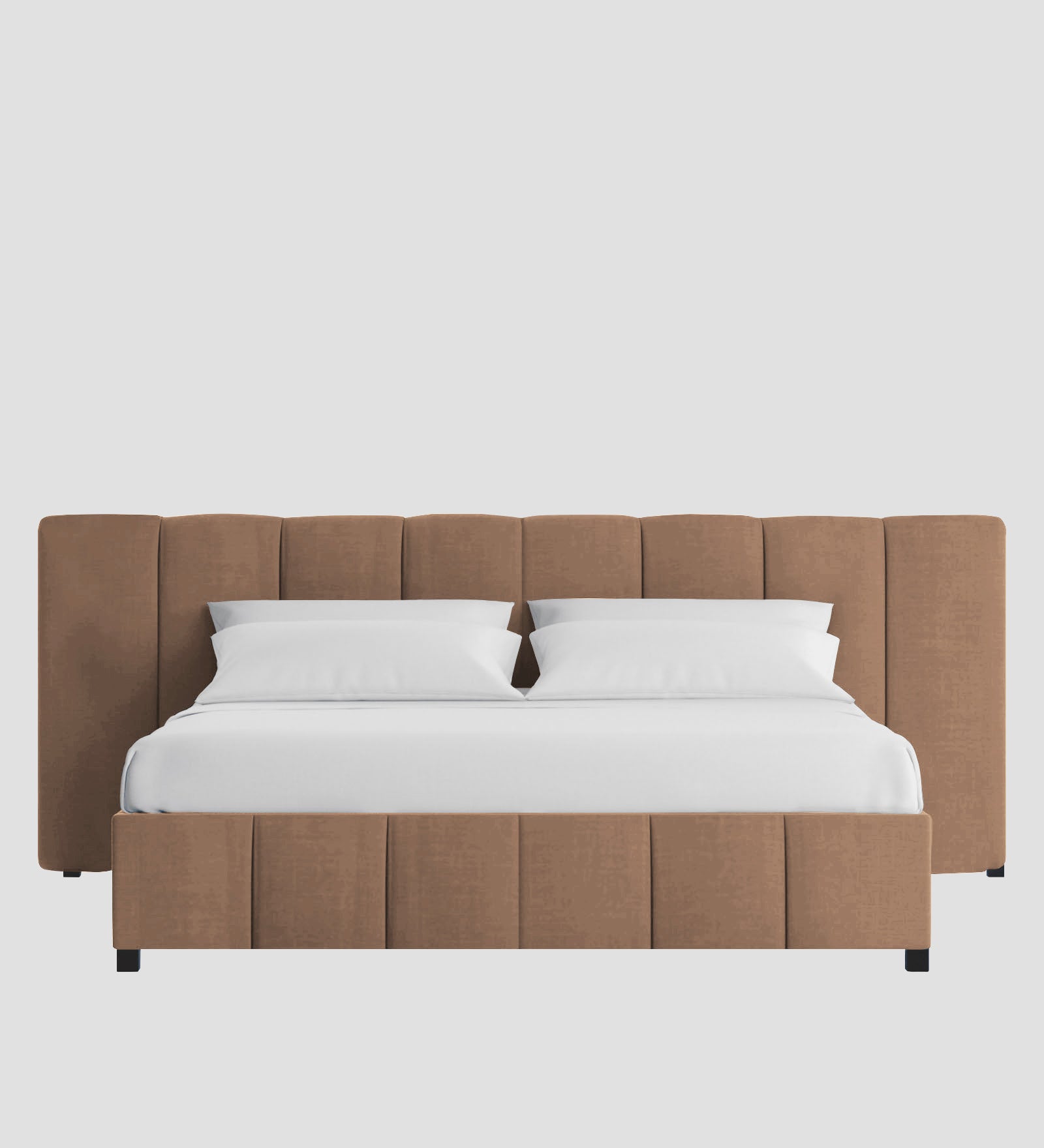 Nora Fabric Upholstered King Size Bed In Cosmic Beige Colour With Box Storage - Febonic Living