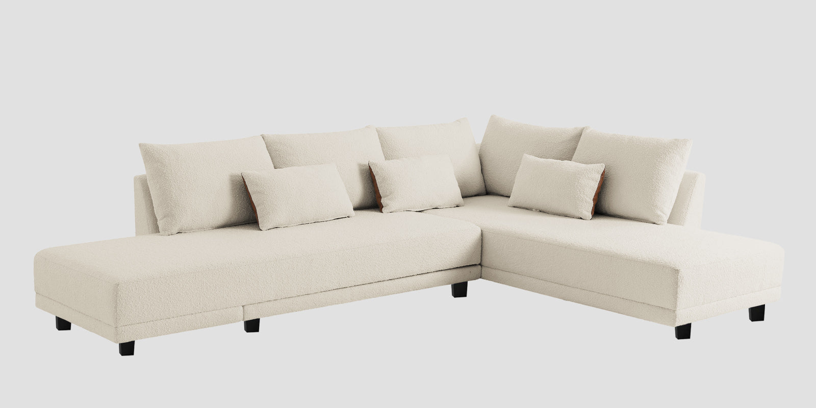 Ira Boucle Fabric LHS 6 Seater Convertible Sofa Cum Bed In Shell White Colour - Febonic Living